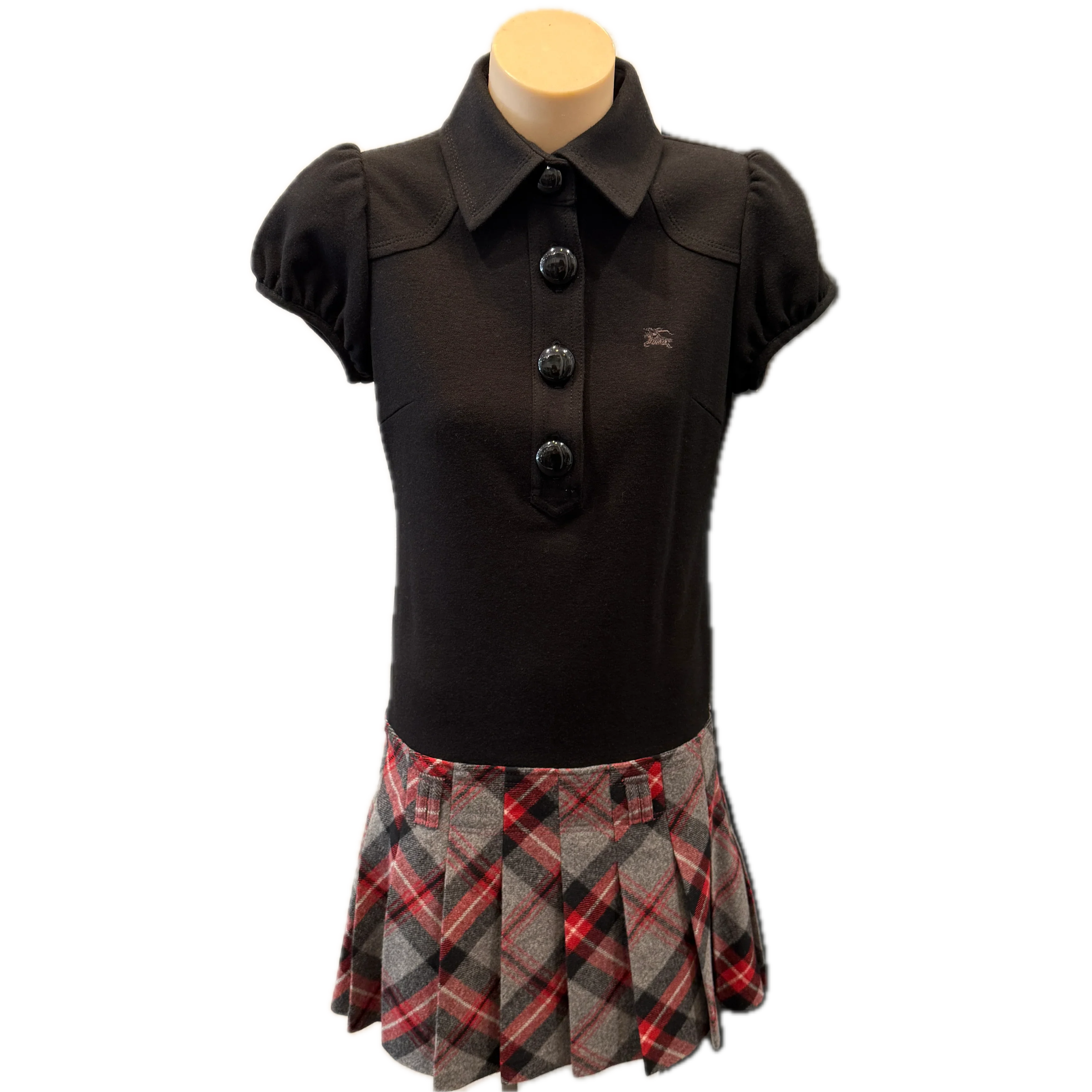 Burberry Blue Label One Piece Dress Wool 38 Black/Red - Lost Designer