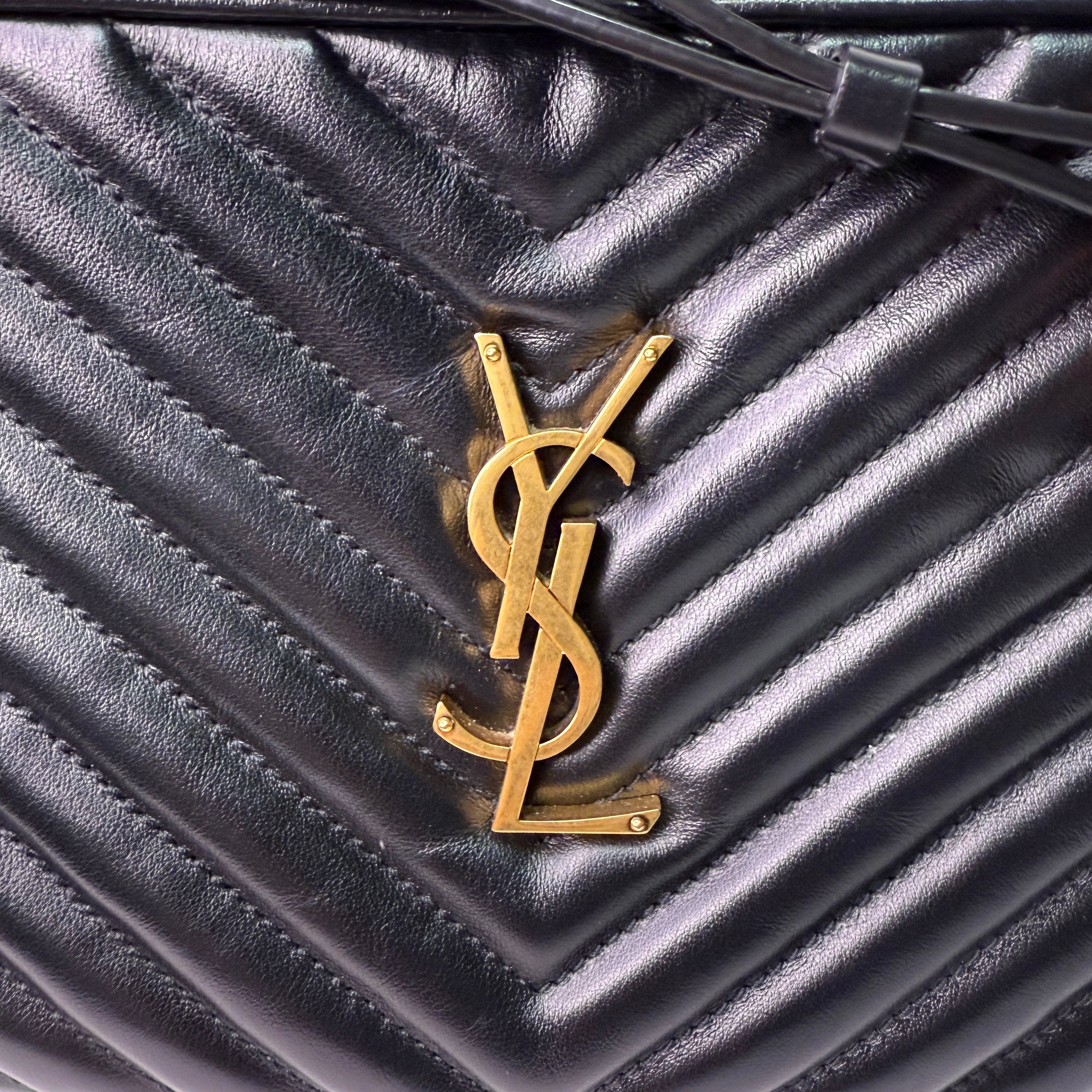 Yves Saint Laurent YSL Lou Quilted Camera Bag Leather Black
