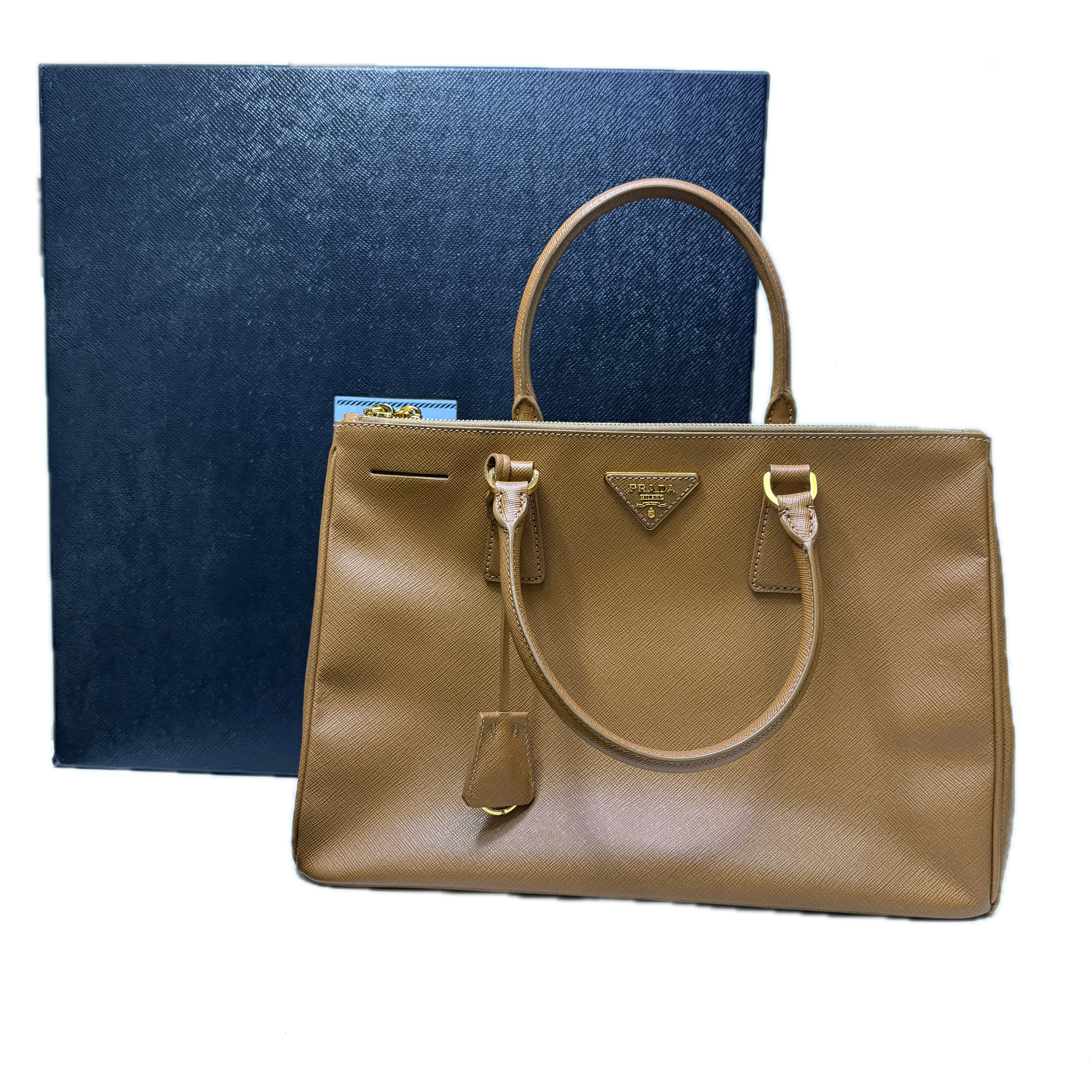 Prada Galleria Handbag Saffiano Leather Brown