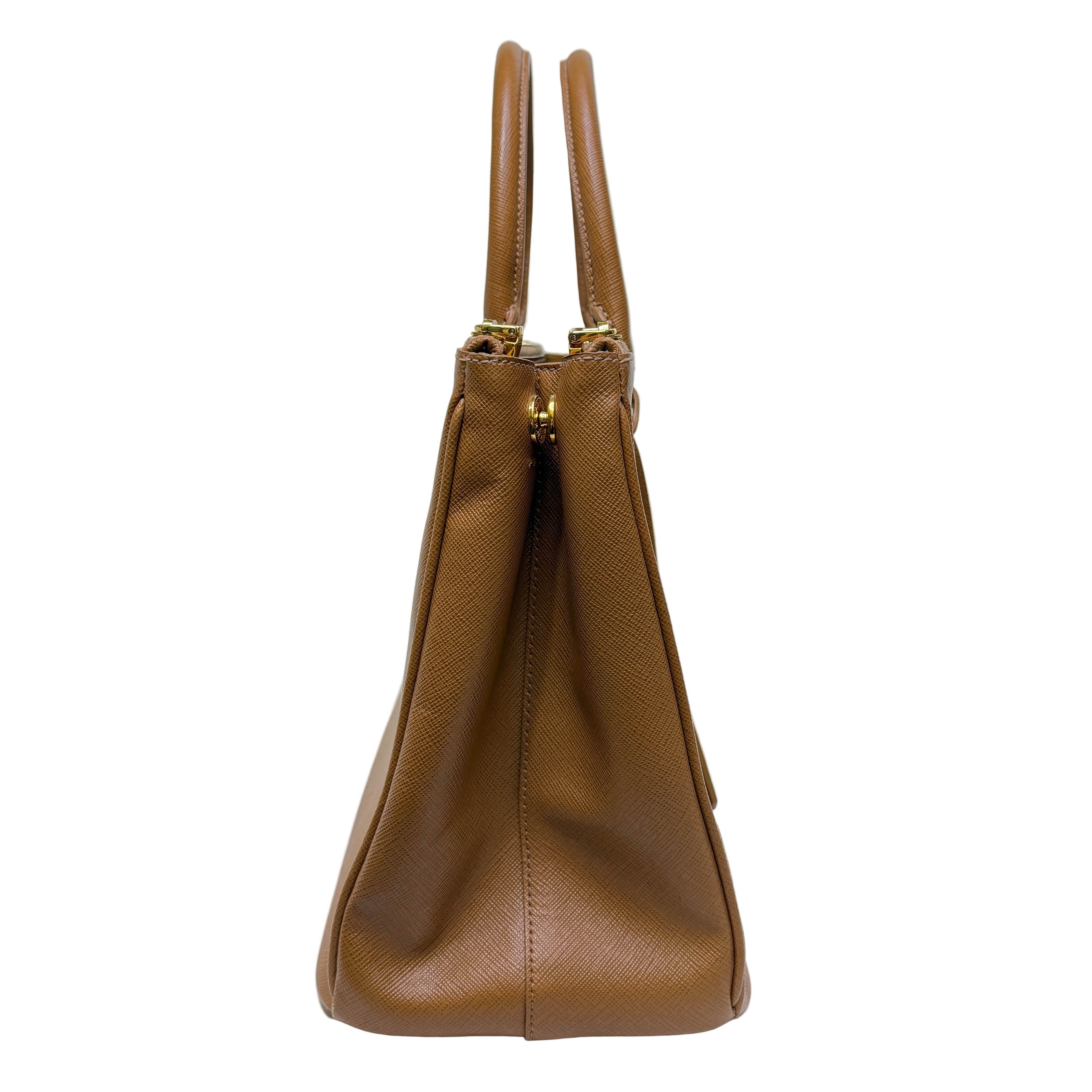 Prada Galleria Handbag Saffiano Leather Brown