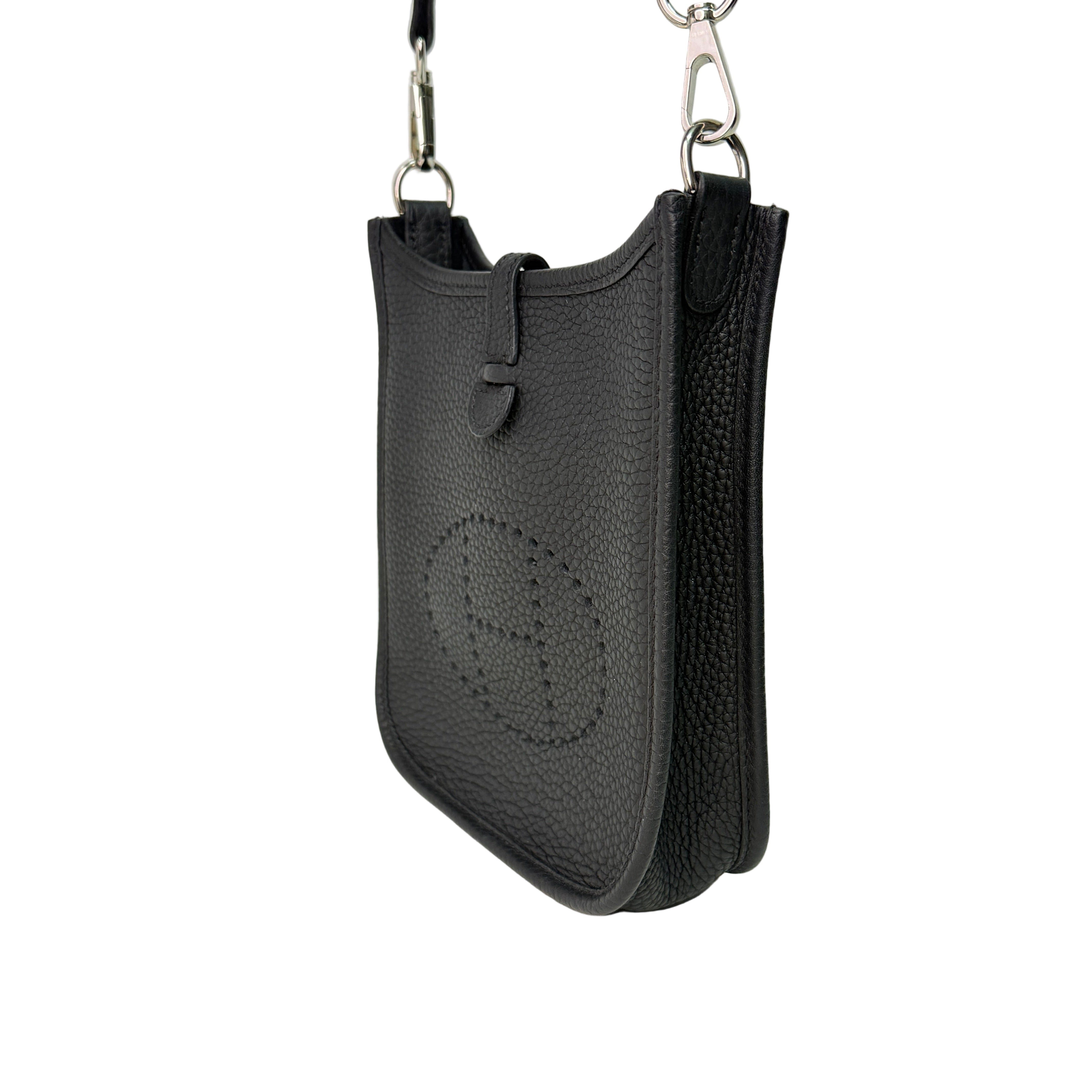 Hermes Evelyn 16 Crossbody Bag Clemence Leather Black