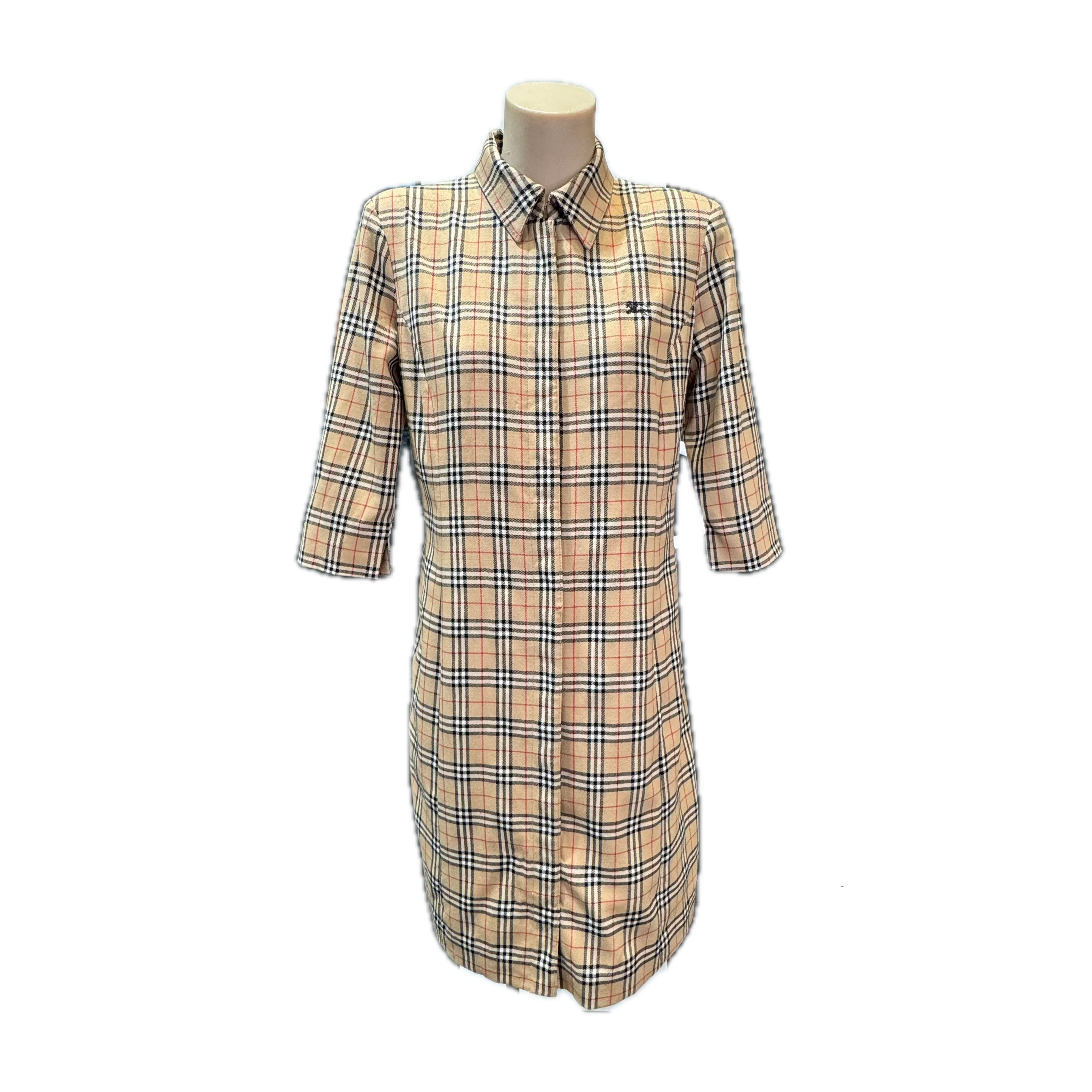 Burberry Check Short sleeve dress Beige size 38
