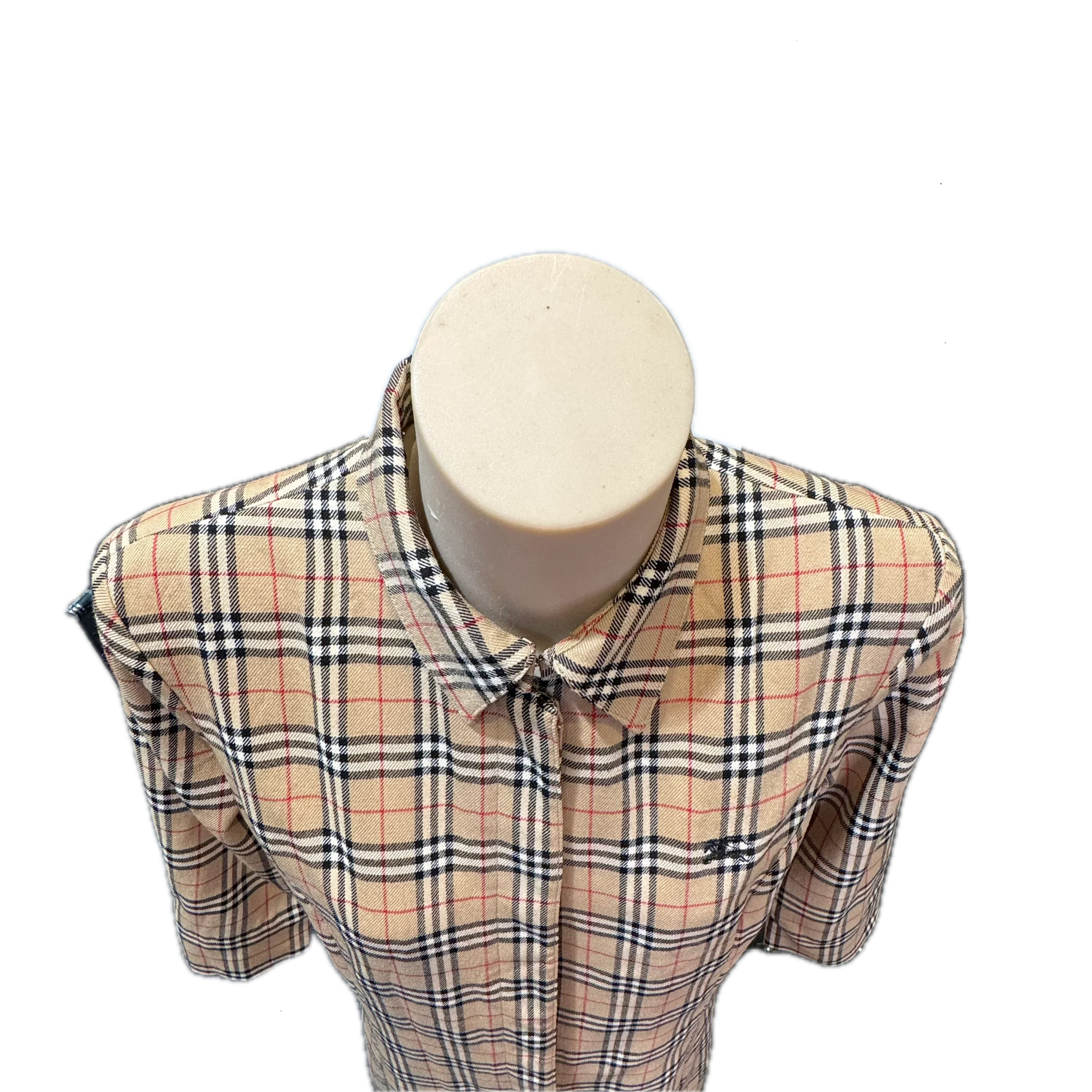 Burberry Check Short sleeve dress Beige size 38