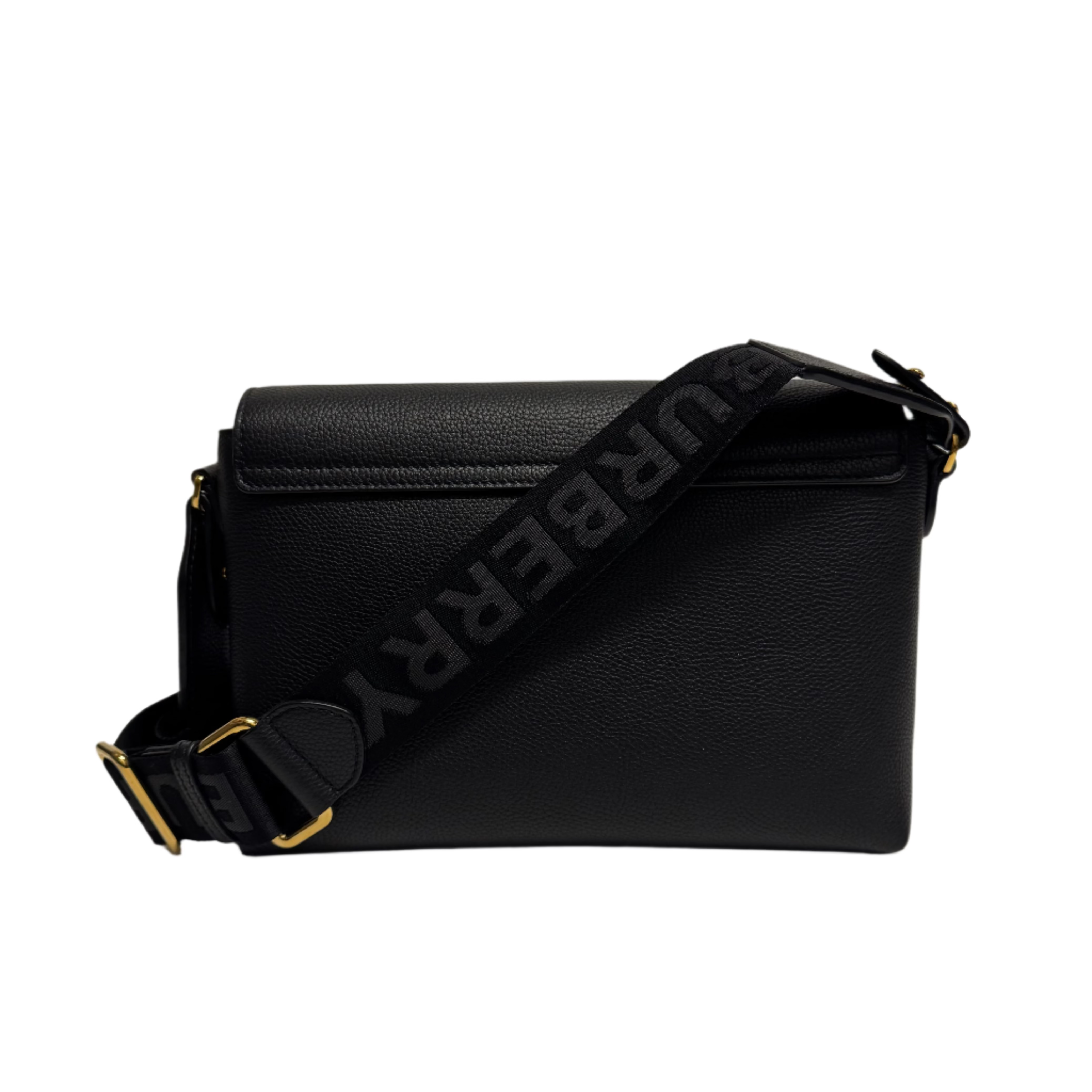 Burberry Grainy Calfskin Check Note Crossbody Bag Black