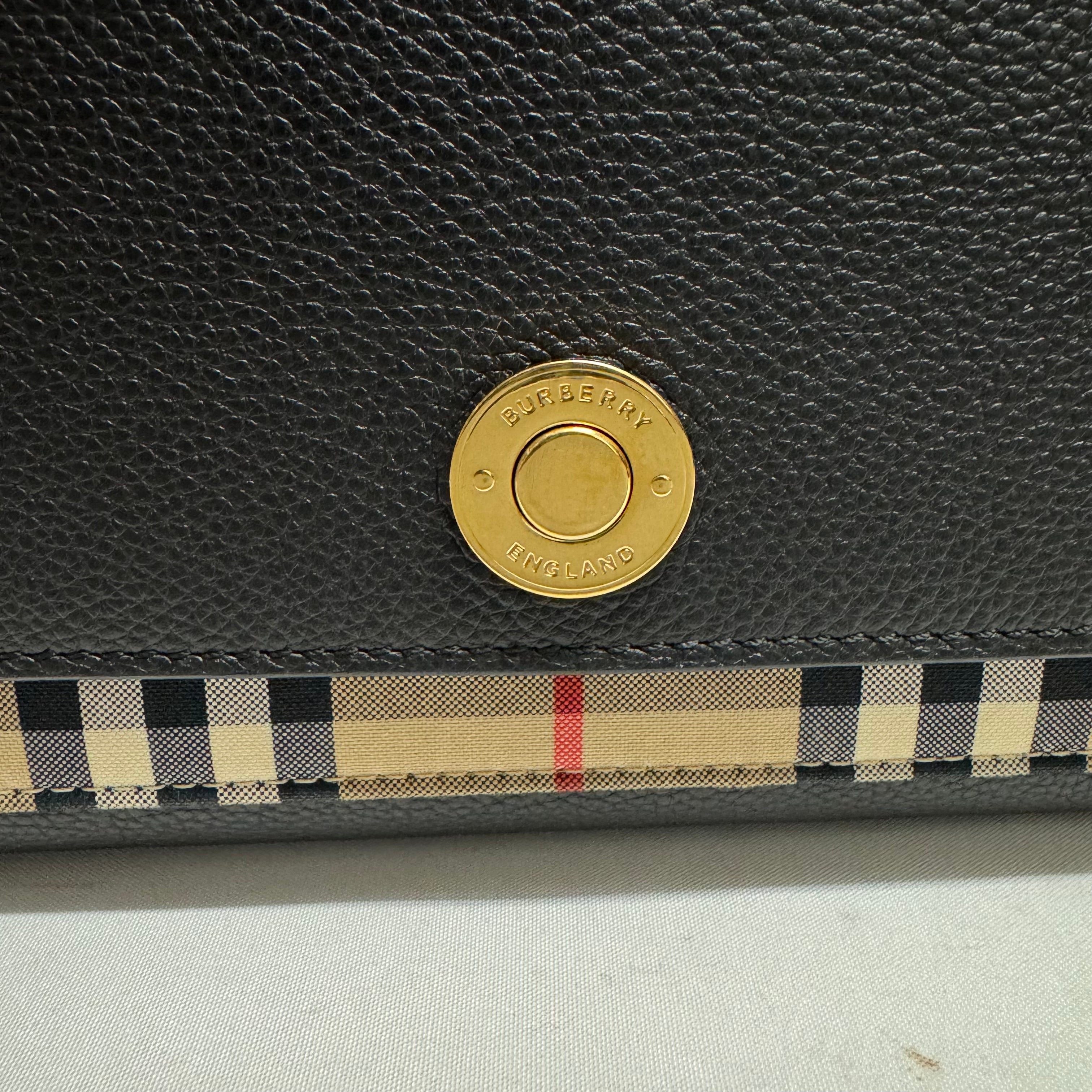 Burberry Grainy Calfskin Check Note Crossbody Bag Black