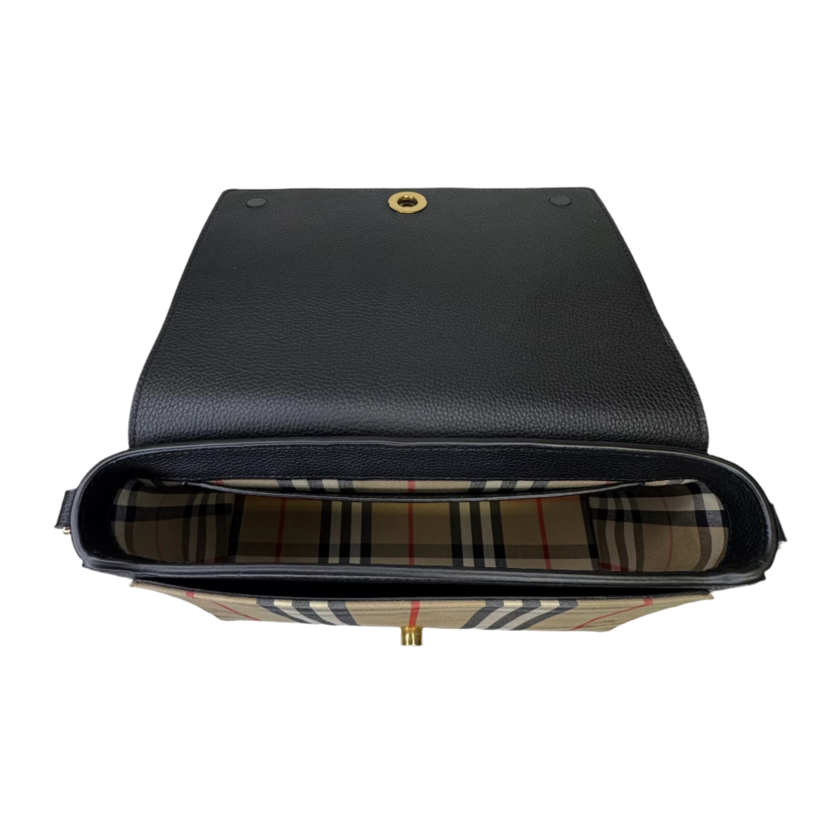 Burberry Grainy Calfskin Check Note Crossbody Bag Black