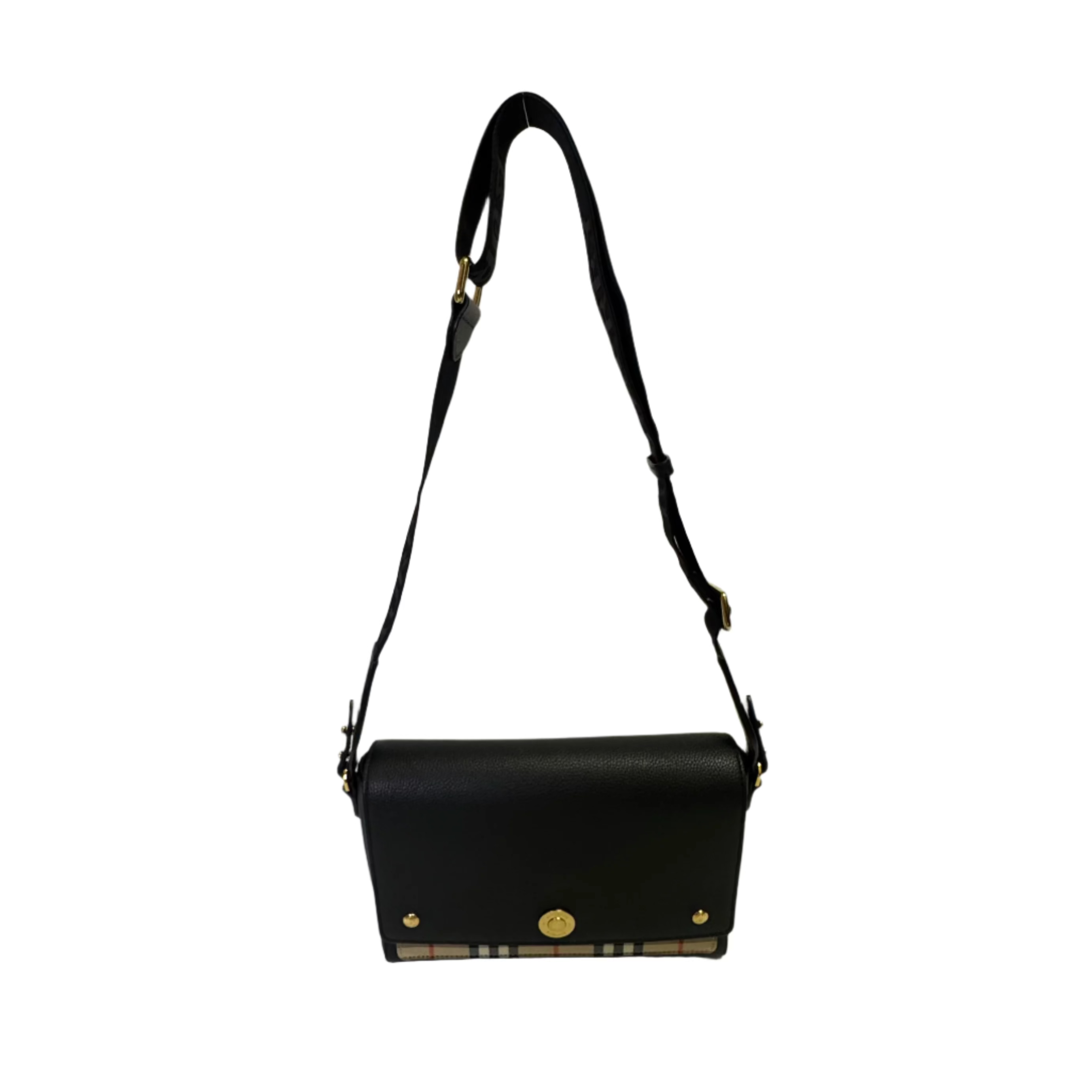 Burberry Grainy Calfskin Check Note Crossbody Bag Black