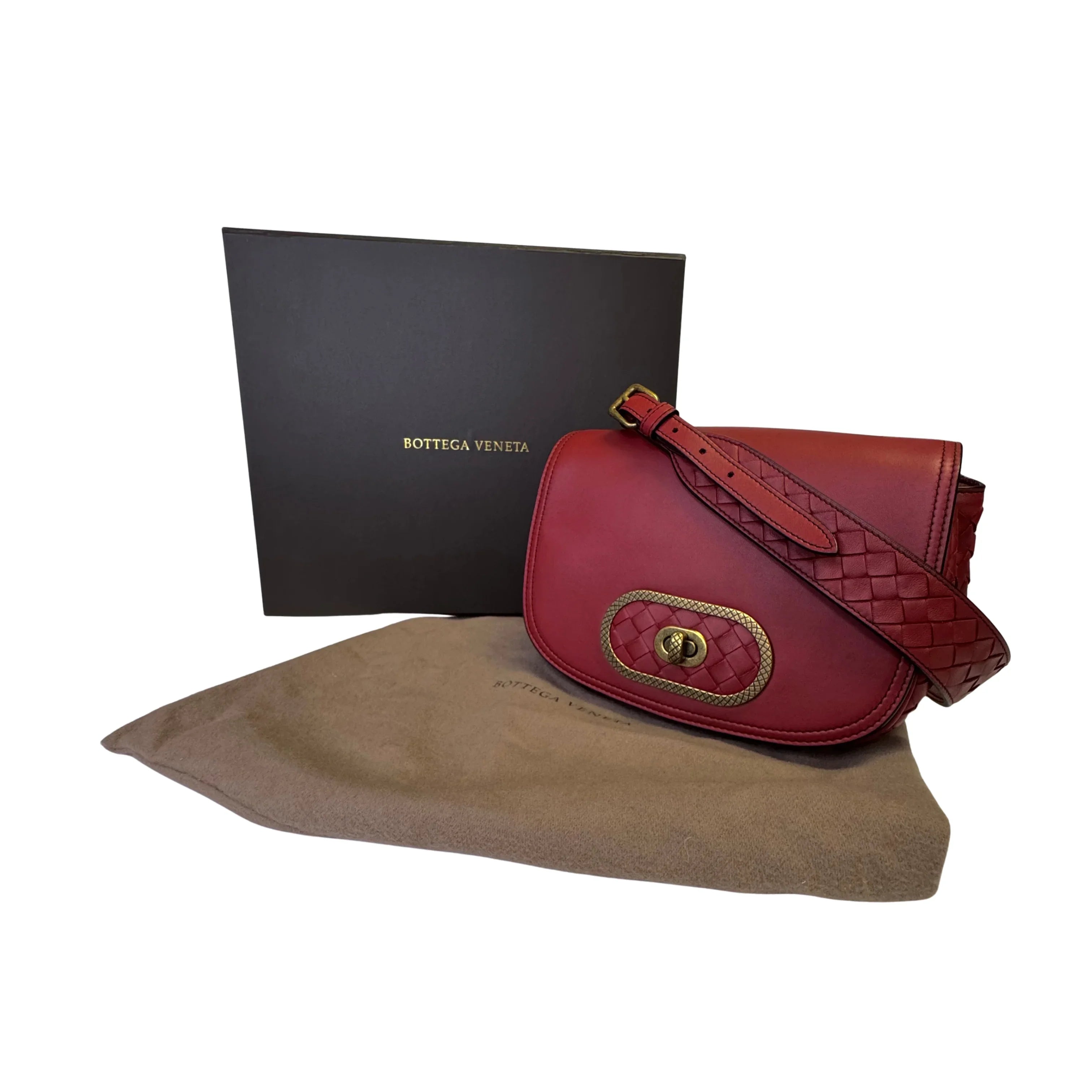 Bottega Veneta Intrecciato Nappa BV Luna Crossbody Bag Burgundy