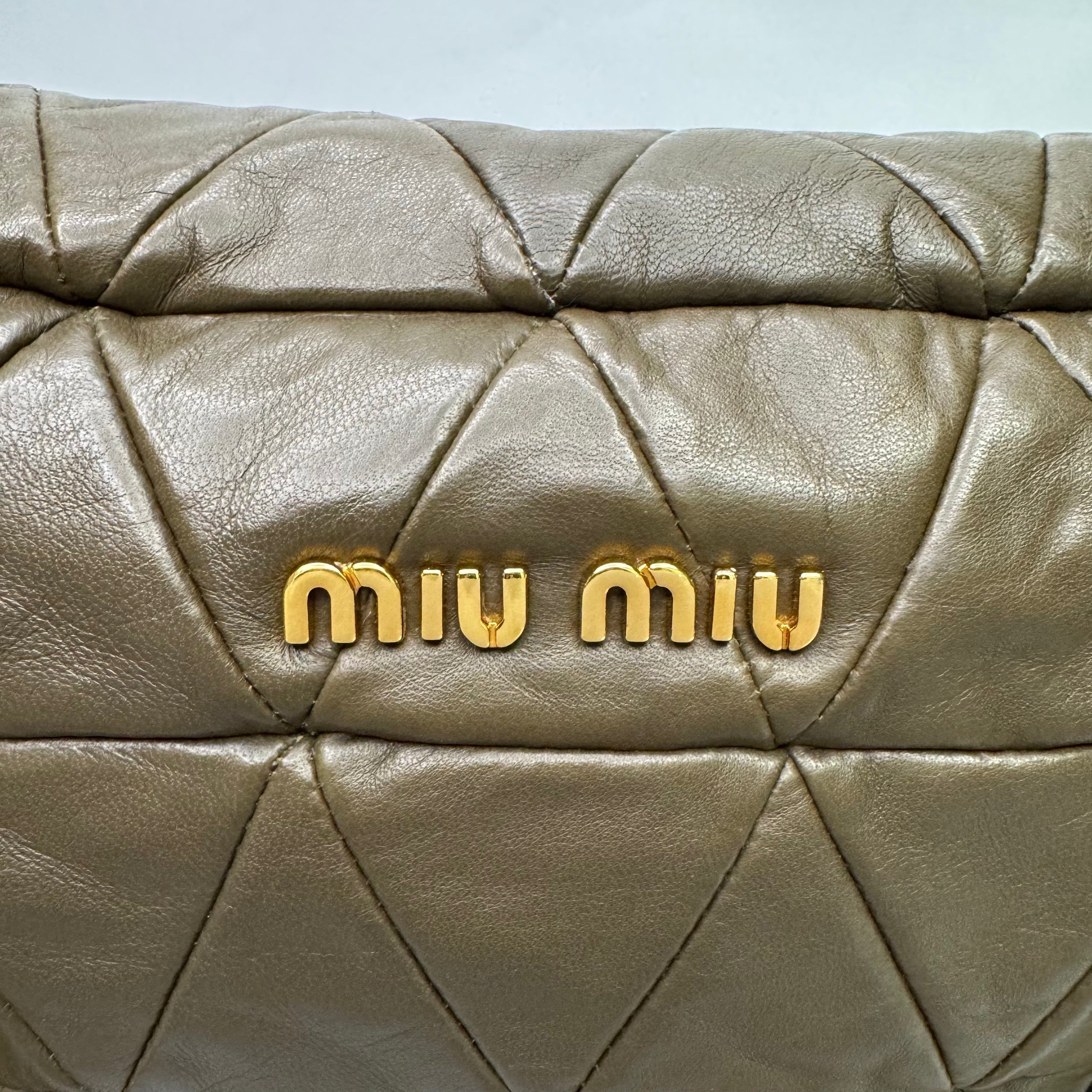 Miu Miu Nappa Quilted Studded Tote Bag Black