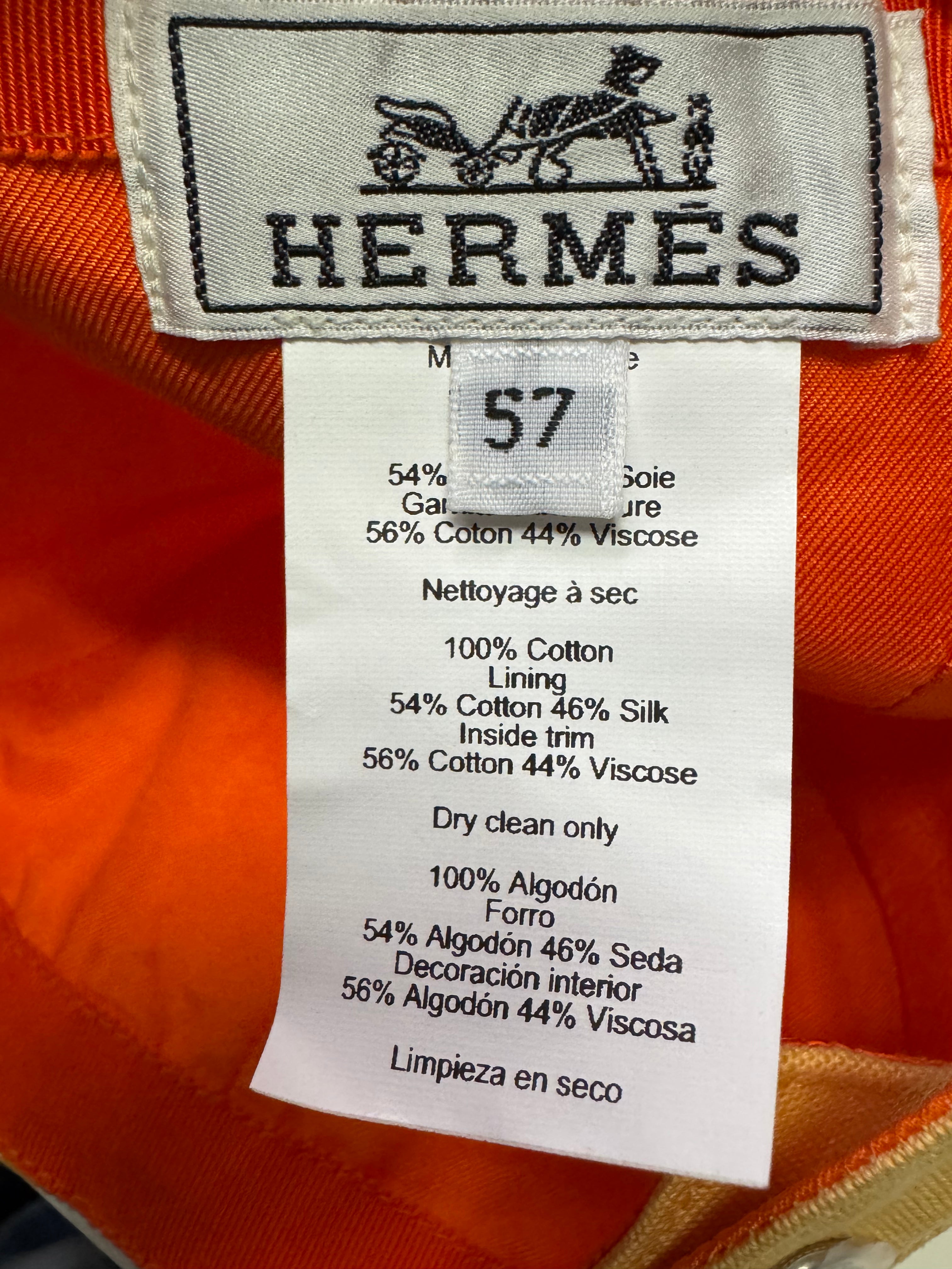 Hermes Cotton Davis Sunshine Baseball Cap Hat 57