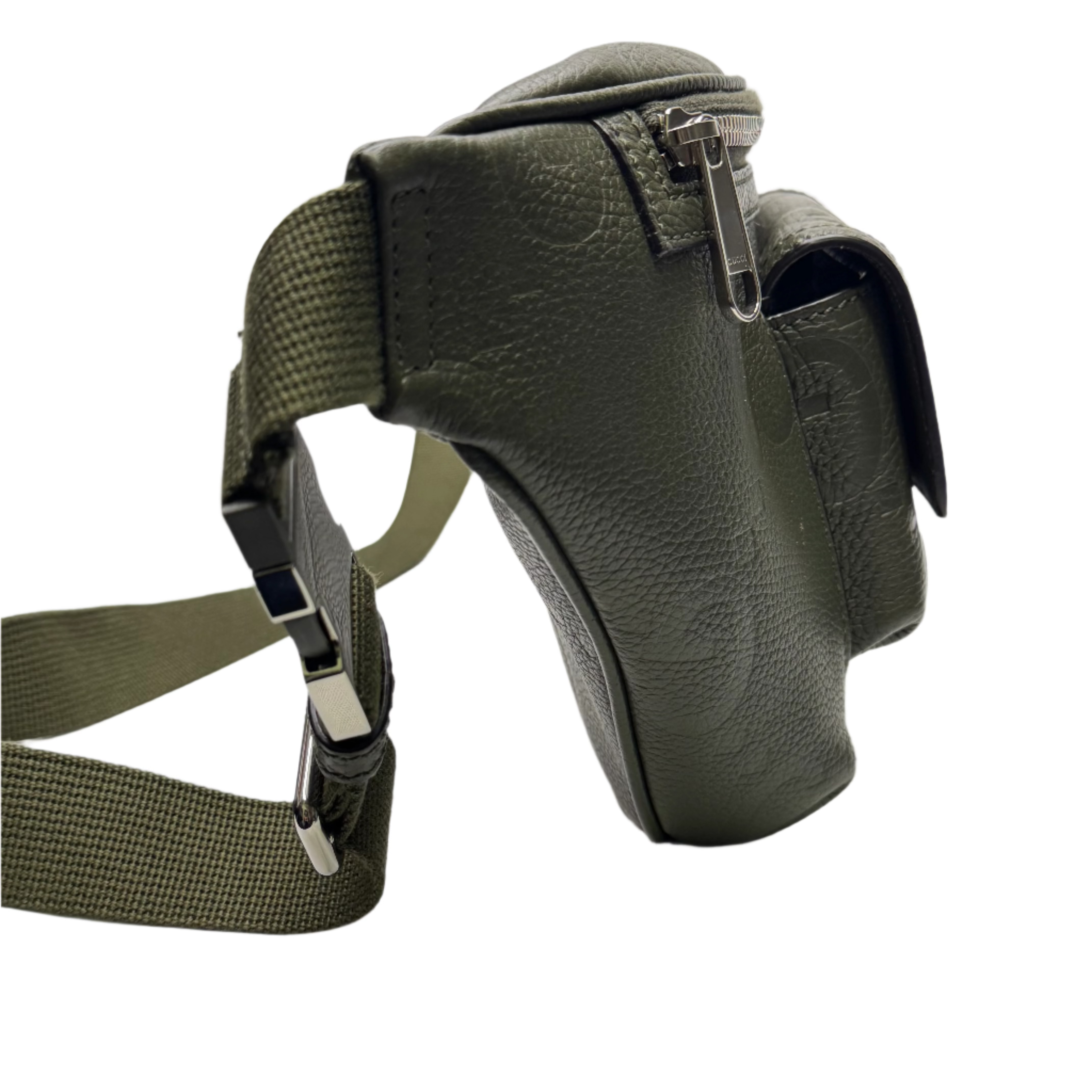 Gucci Jumbo GG Belt Bag Leather Olive Green