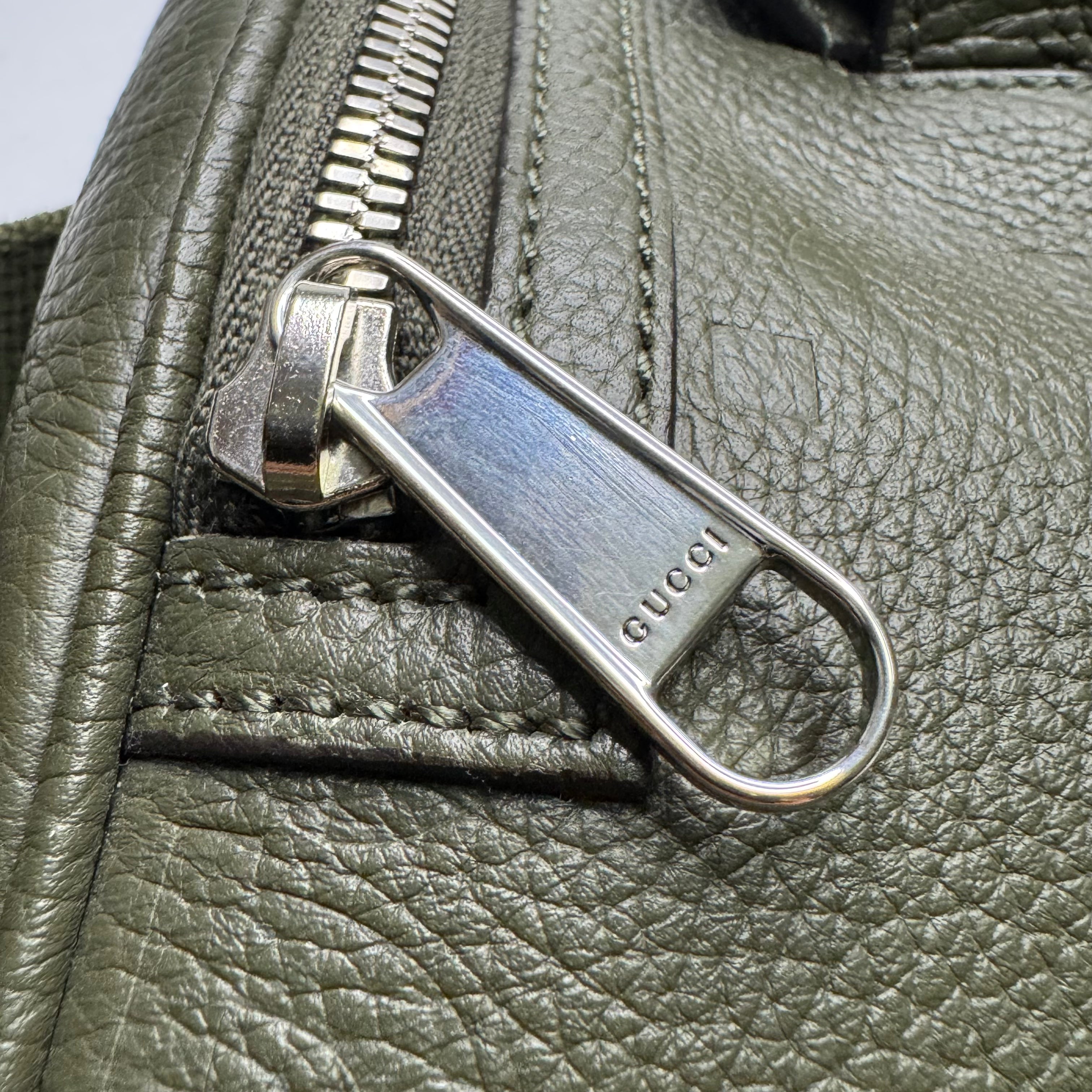 Gucci Jumbo GG Belt Bag Leather Olive Green