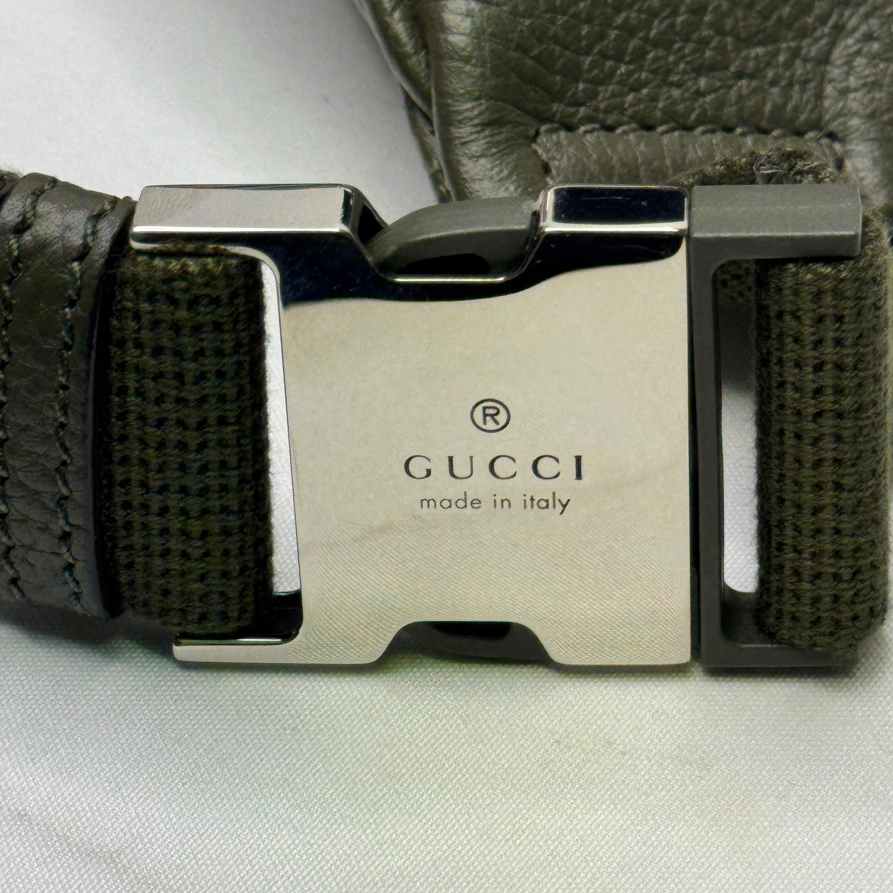 Gucci Jumbo GG Belt Bag Leather Olive Green