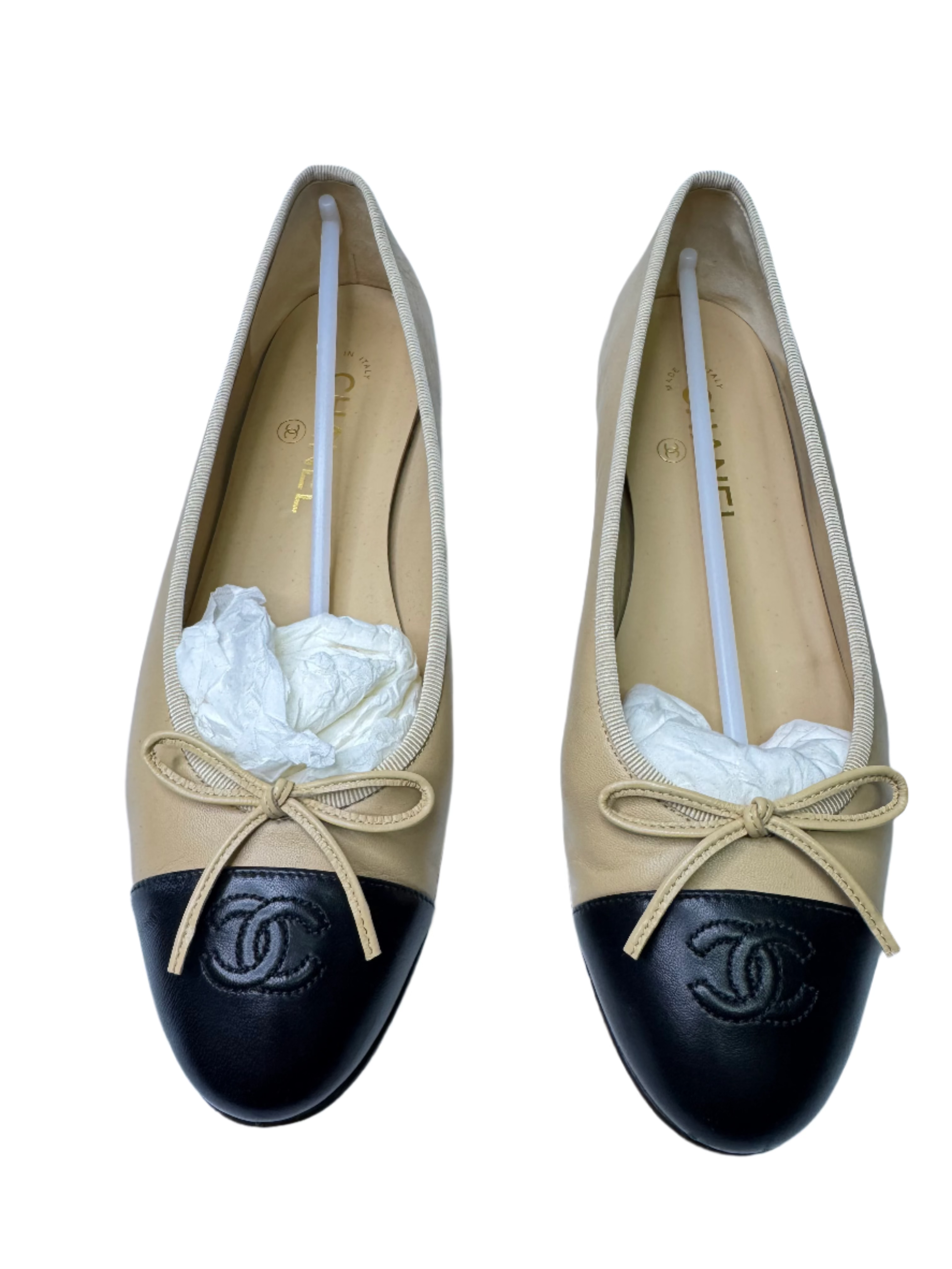 Chanel Lambskin Leather CC Logo Ballerina Ballet Flats 39