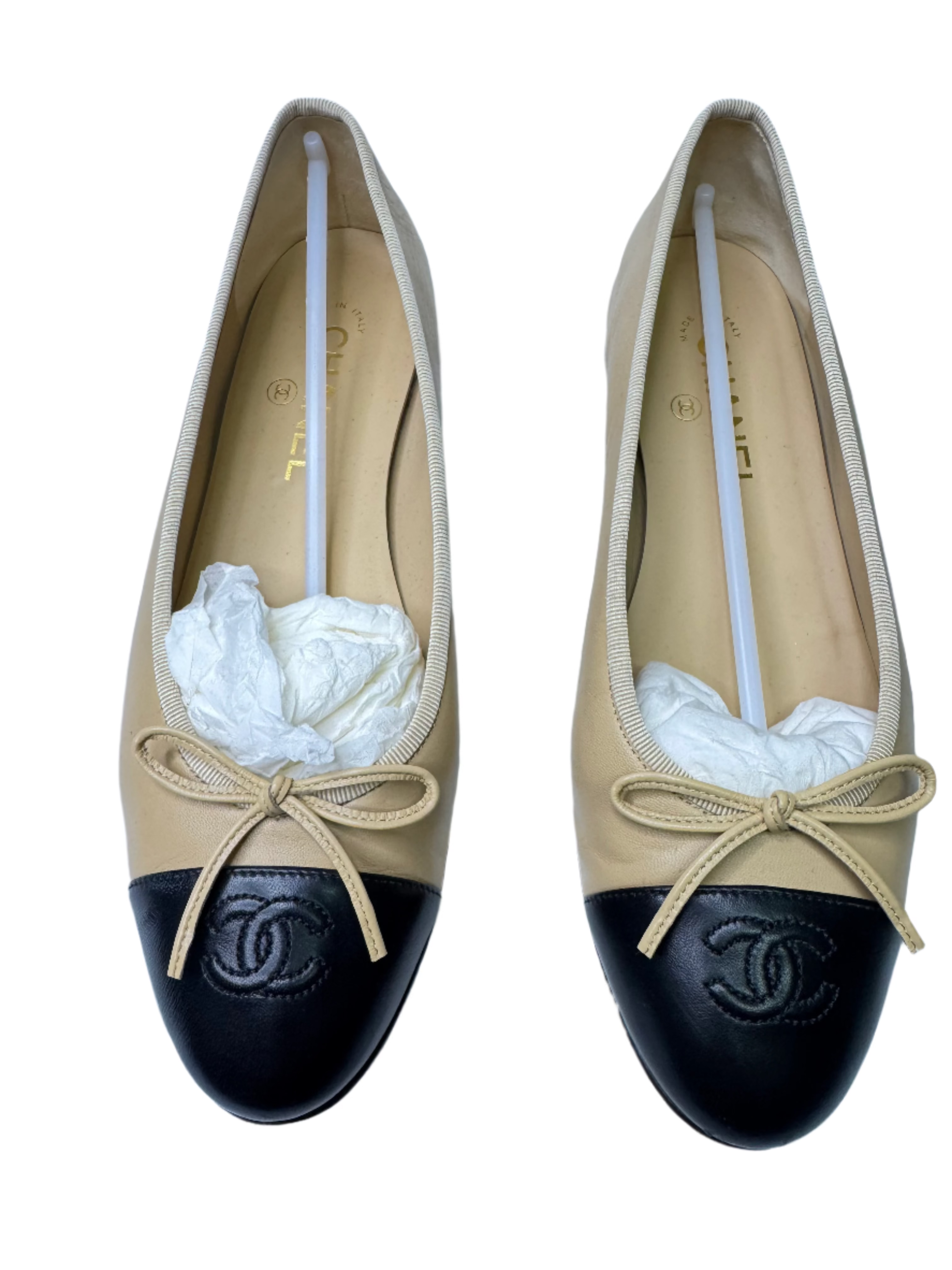 Chanel Lambskin Leather CC Logo Ballerina Ballet Flats 39