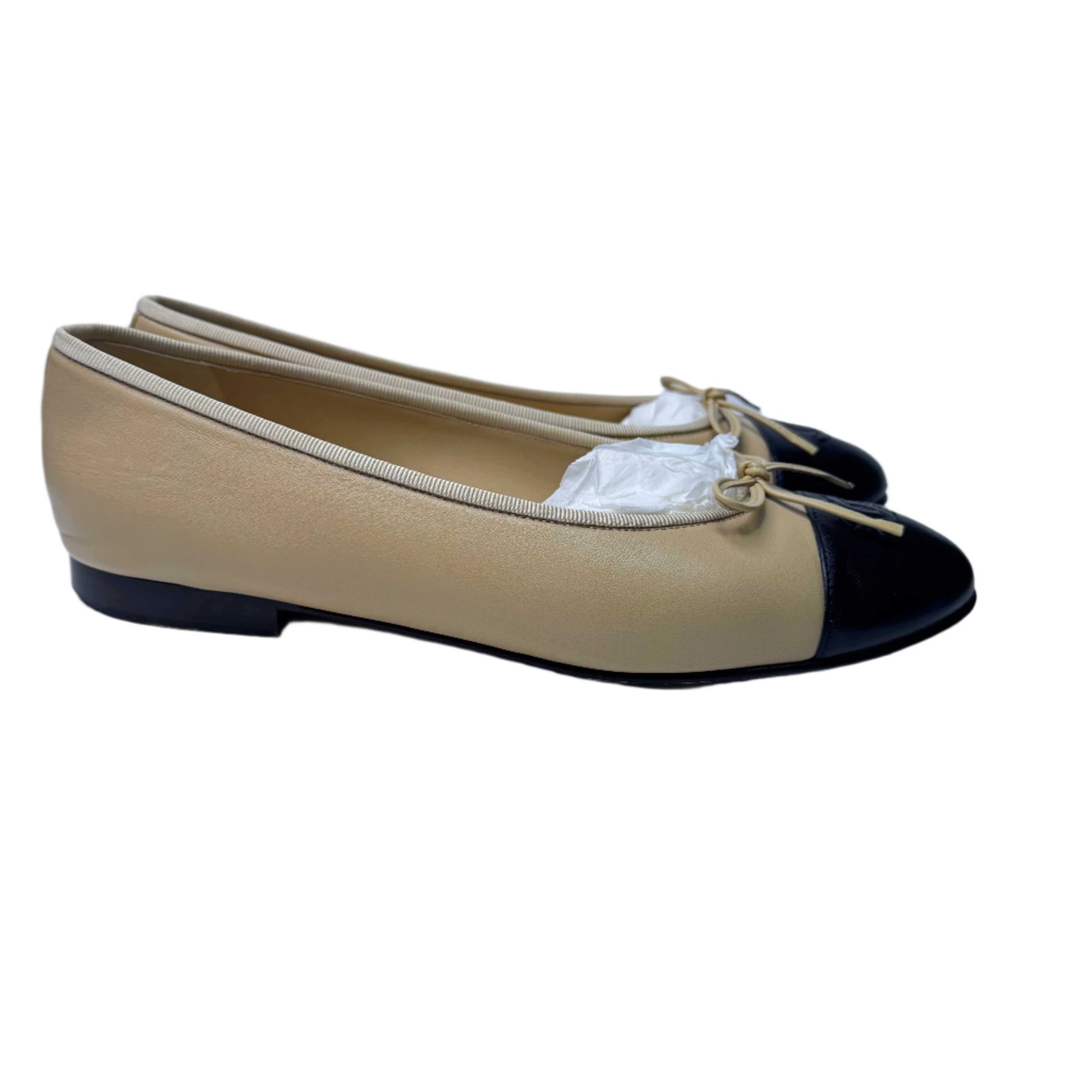 Chanel Lambskin Leather CC Logo Ballerina Ballet Flats 39
