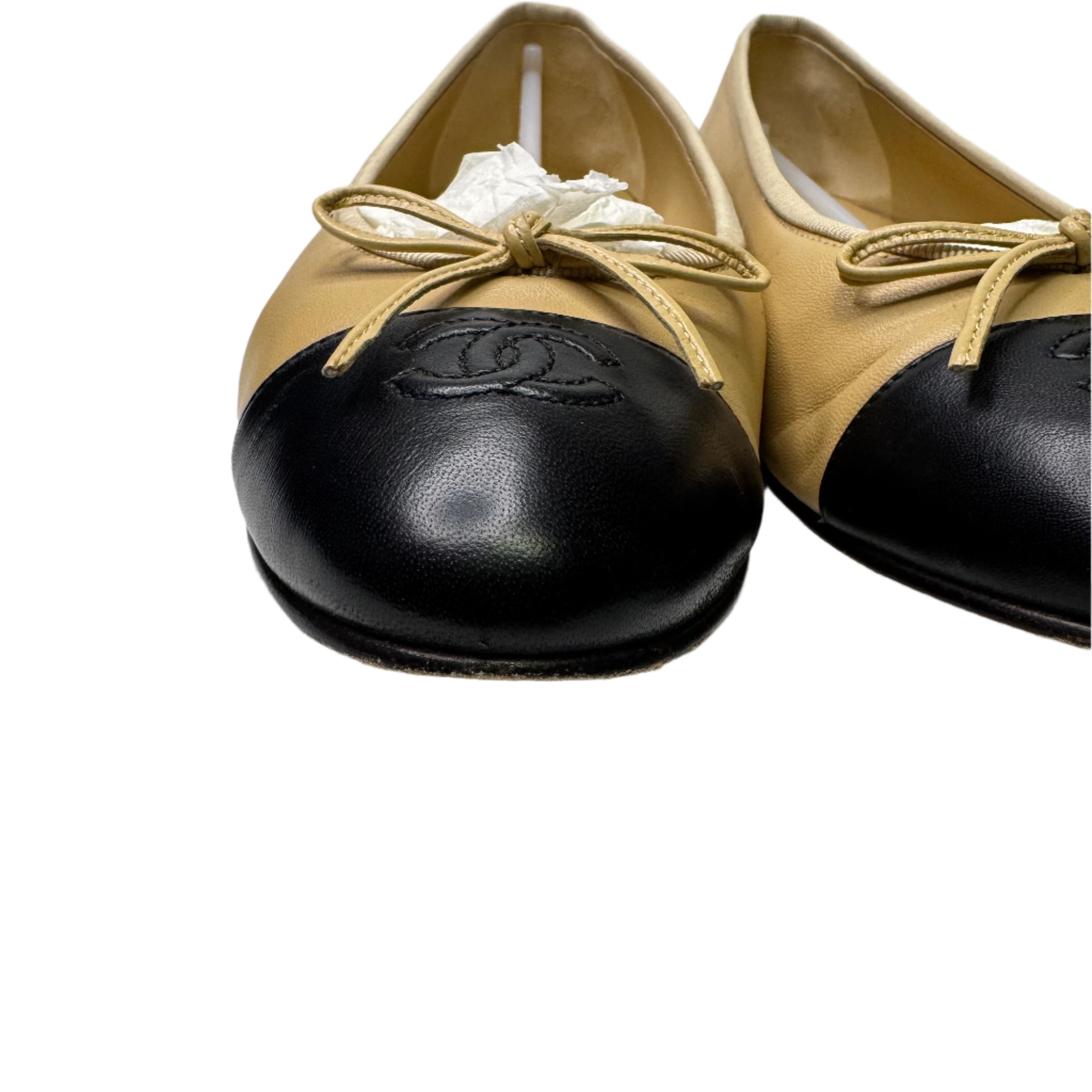 Chanel Lambskin Leather CC Logo Ballerina Ballet Flats 39