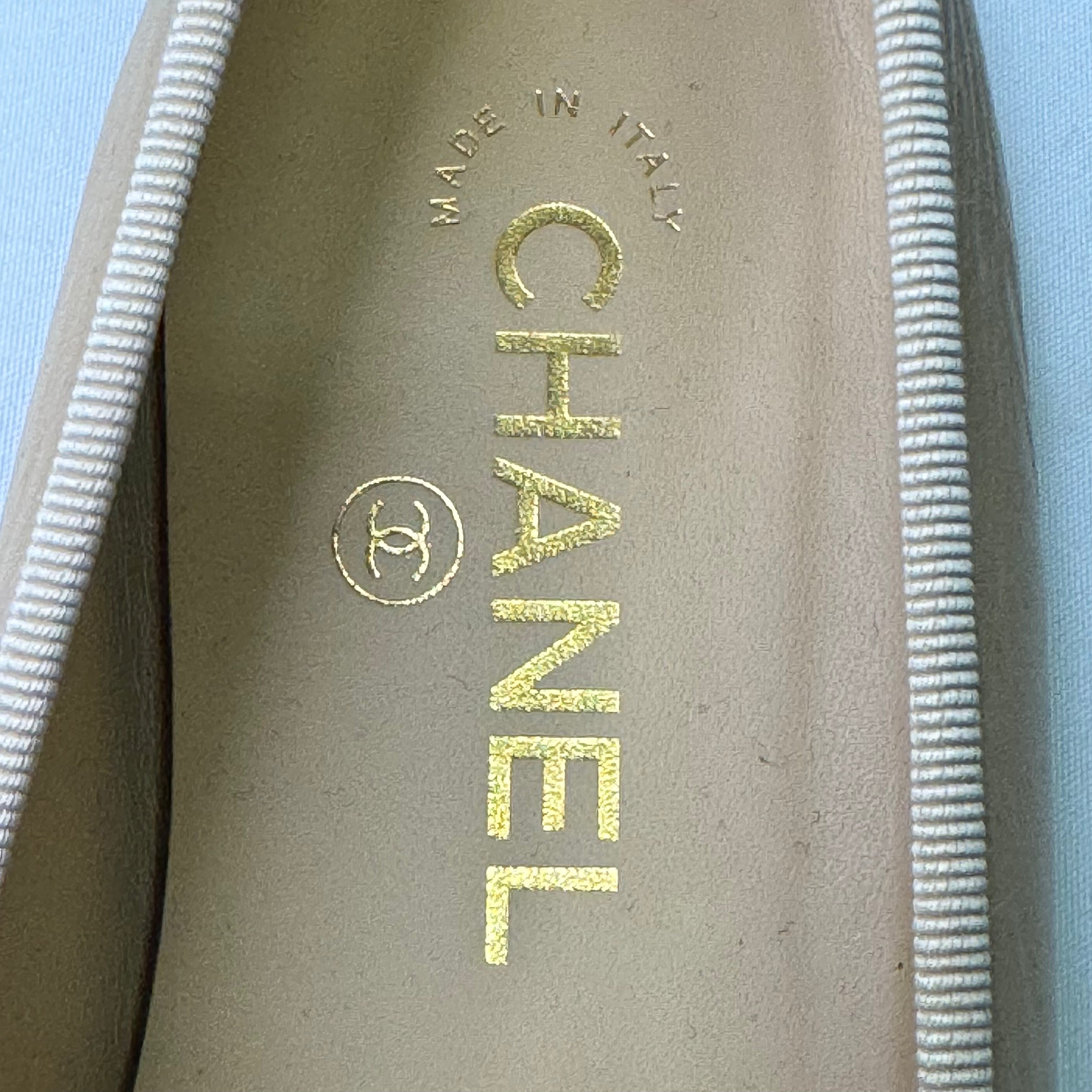 Chanel Lambskin Leather CC Logo Ballerina Ballet Flats 39