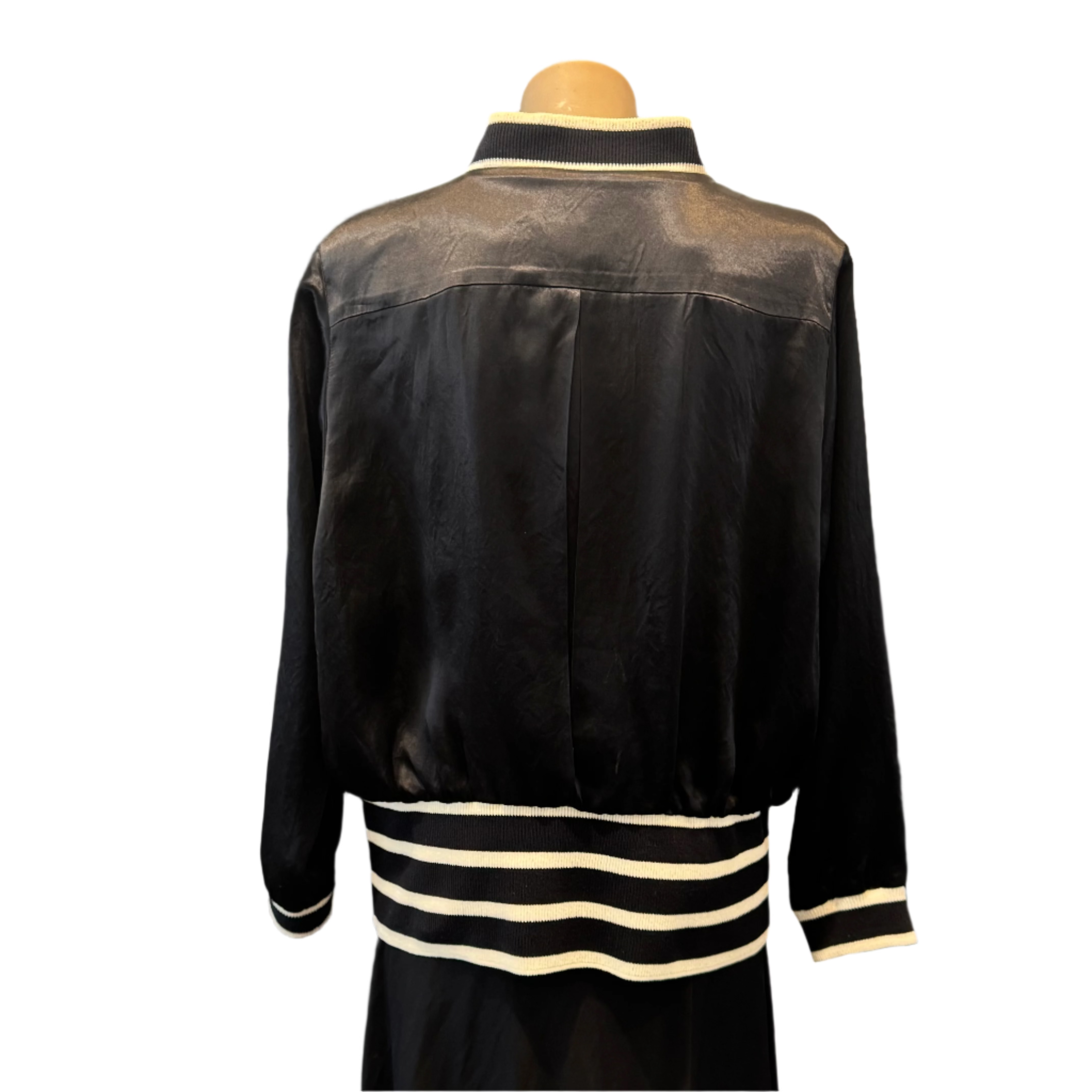 Chanel Bomber Striped Jacket Black Size 44