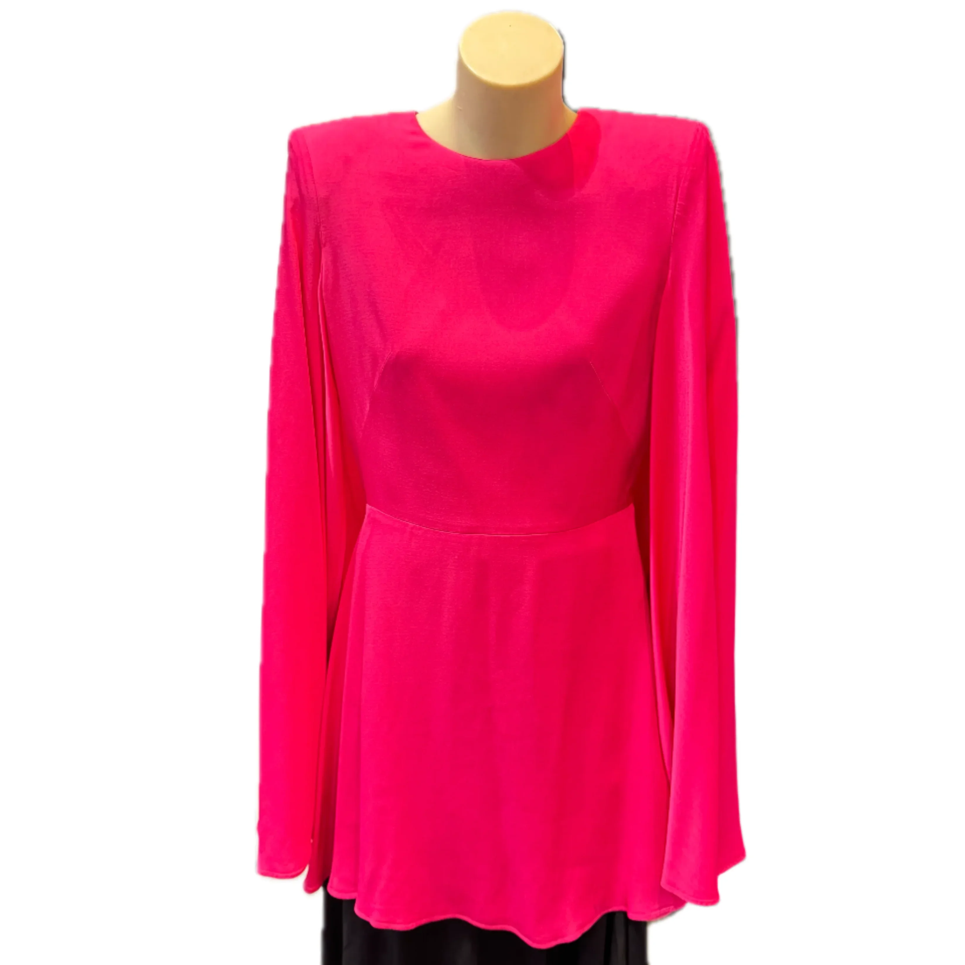 Alexander McQueen Fuschia Cape Back Volume Sleeve Dress Pink 42