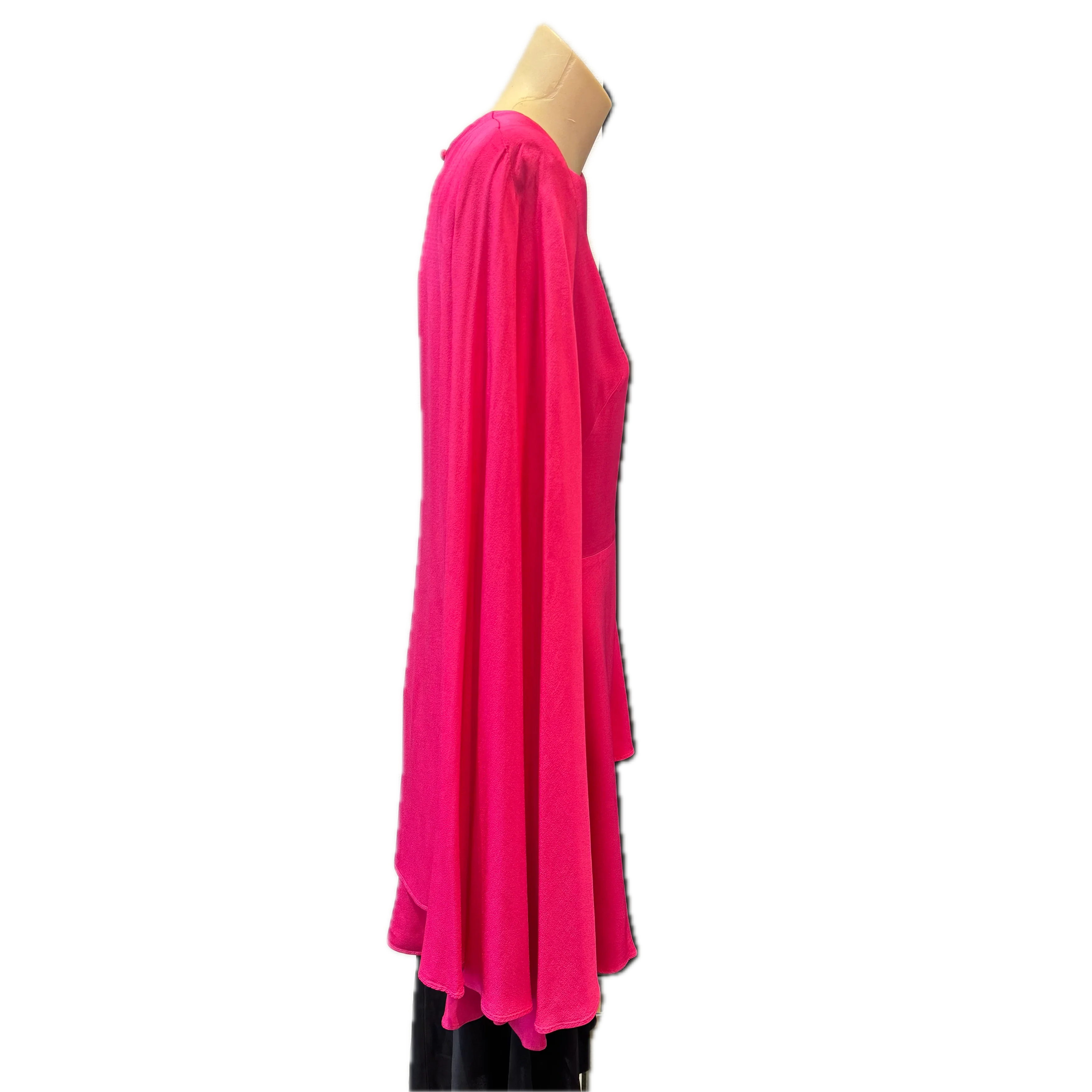 Alexander McQueen Fuschia Cape Back Volume Sleeve Dress Pink 42
