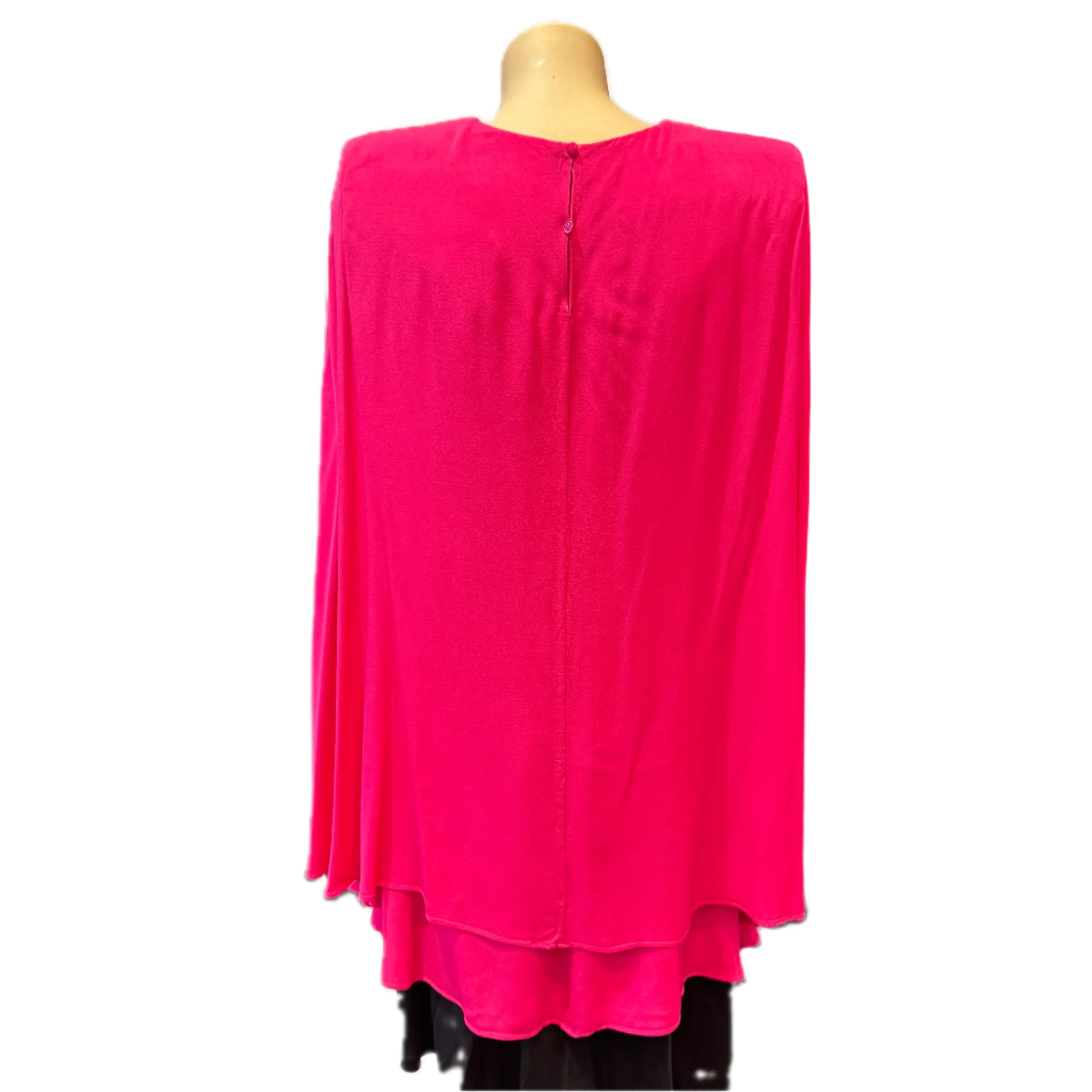 Alexander McQueen Fuschia Cape Back Volume Sleeve Dress Pink 42
