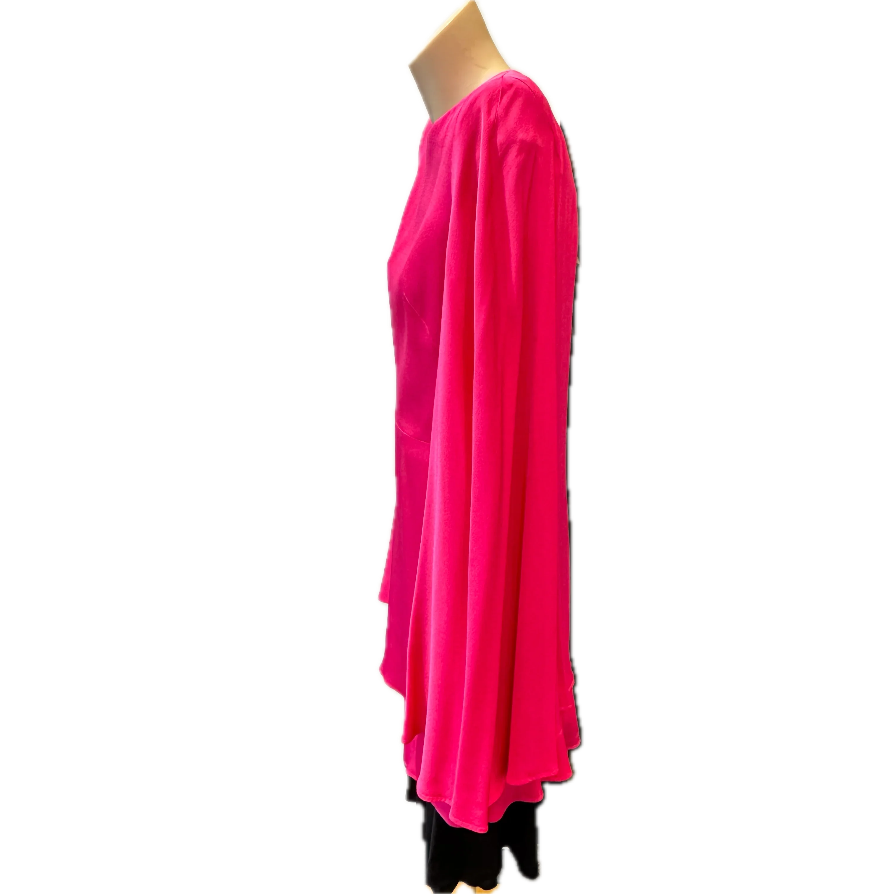 Alexander McQueen Fuschia Cape Back Volume Sleeve Dress Pink 42