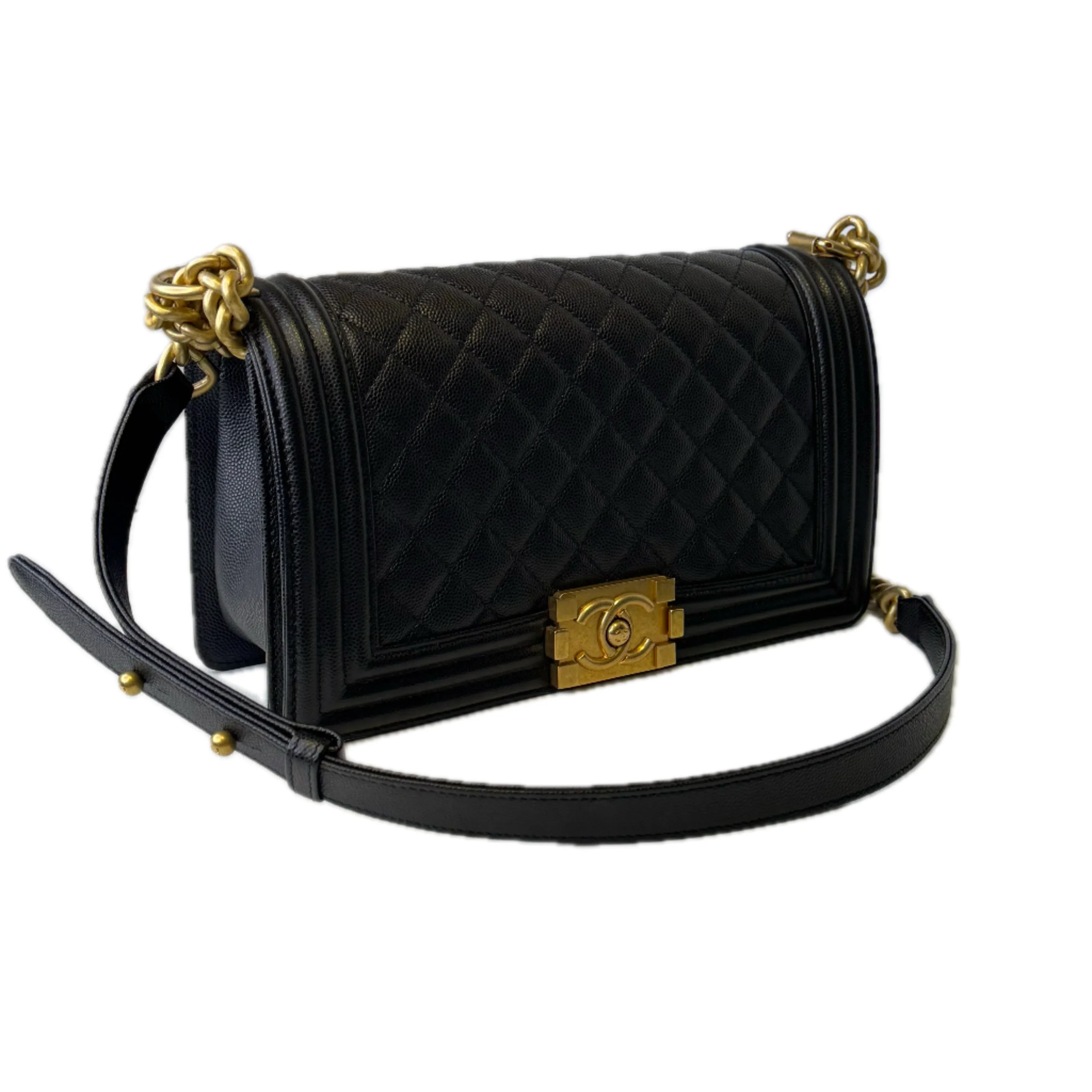 Chanel Boy Bag 2021 Caviar Leather Black - Lost Designer