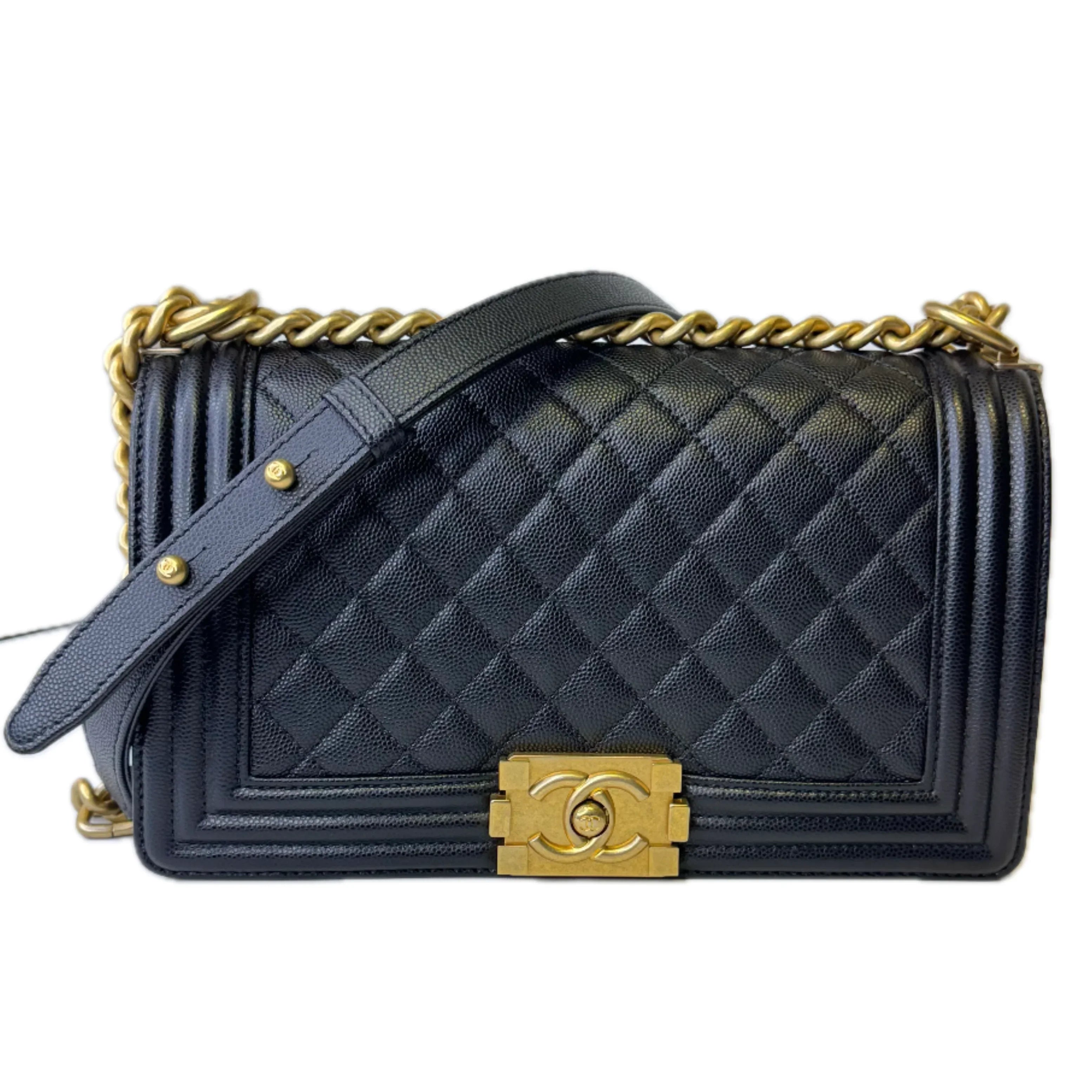 Chanel Boy Bag 2021 Caviar Leather Black - Lost Designer