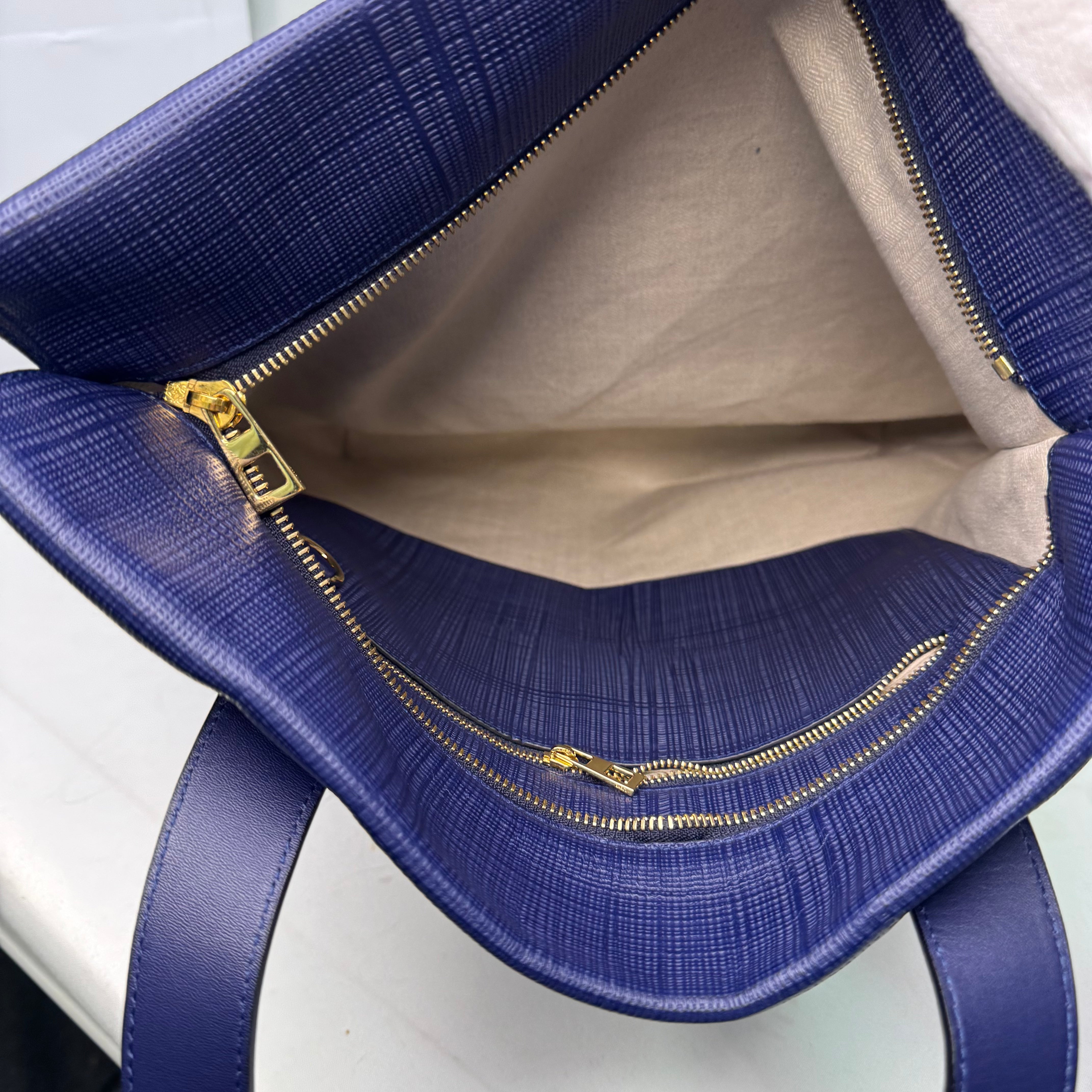 Loewe Shopper Tote Bag Leather Blue