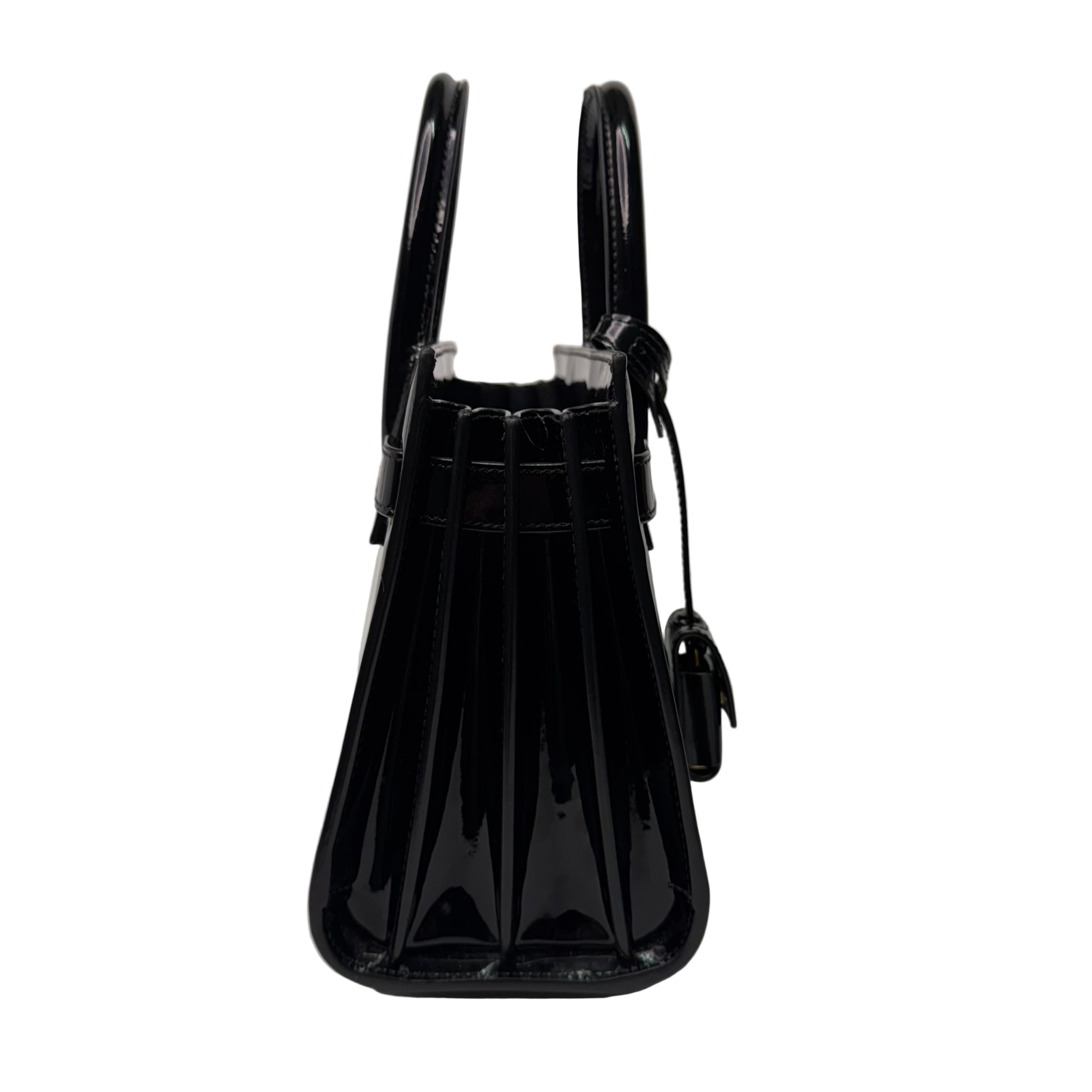 Saint Laurent Sac De Jour Handbag Patent Leather Black