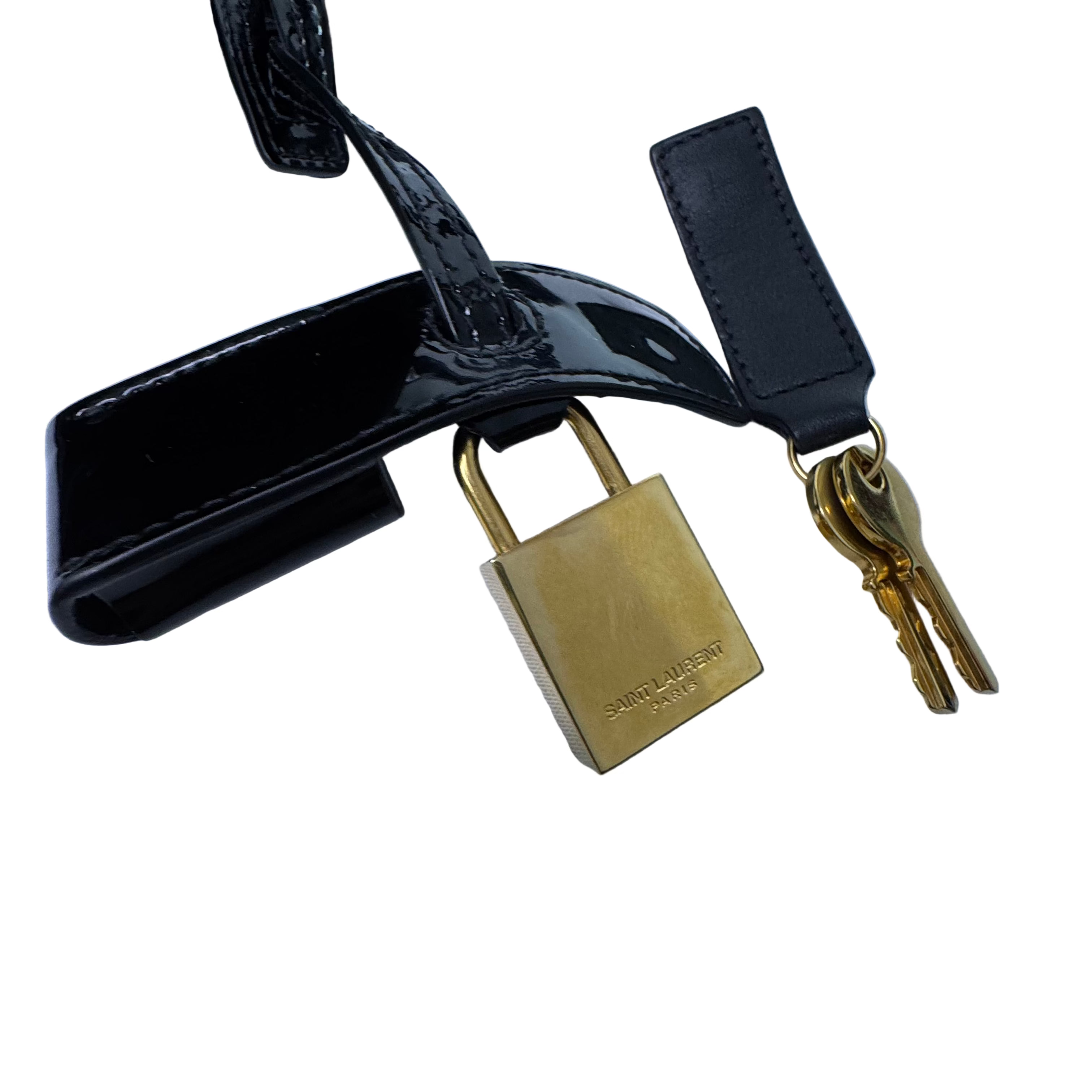 Saint Laurent Sac De Jour Handbag Patent Leather Black