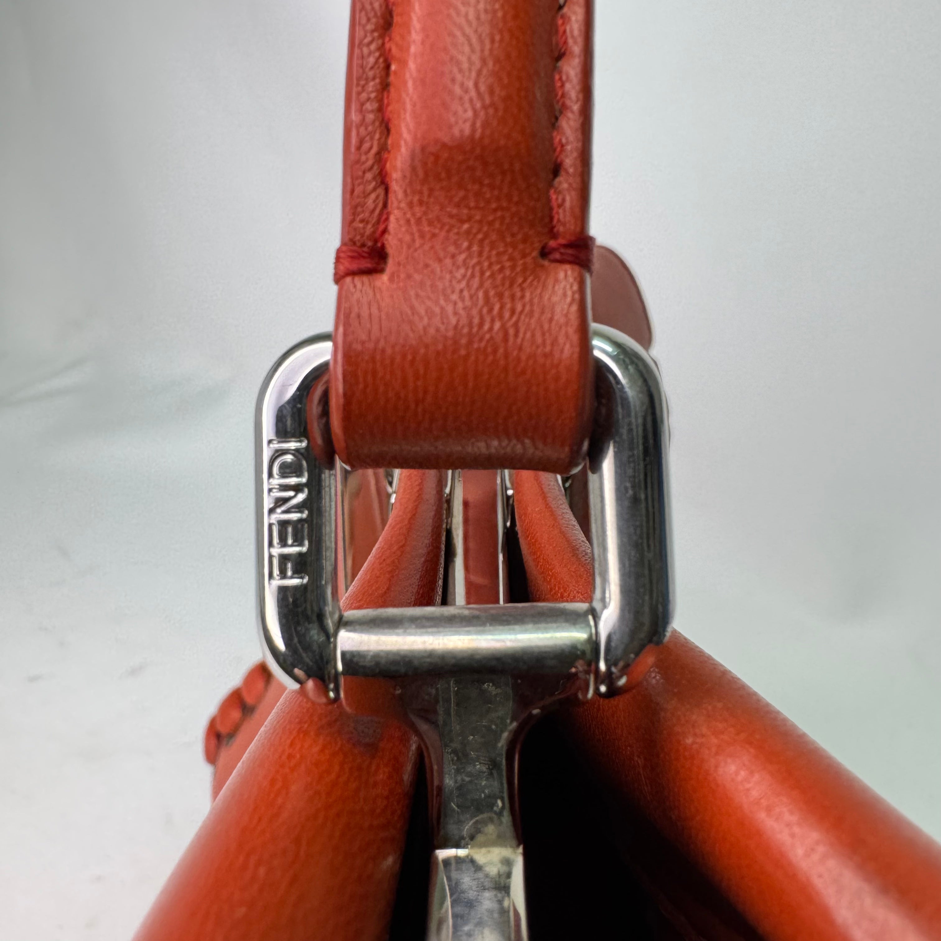 Fendi Mini Whipstitch Peekaboo Bag Leather Red