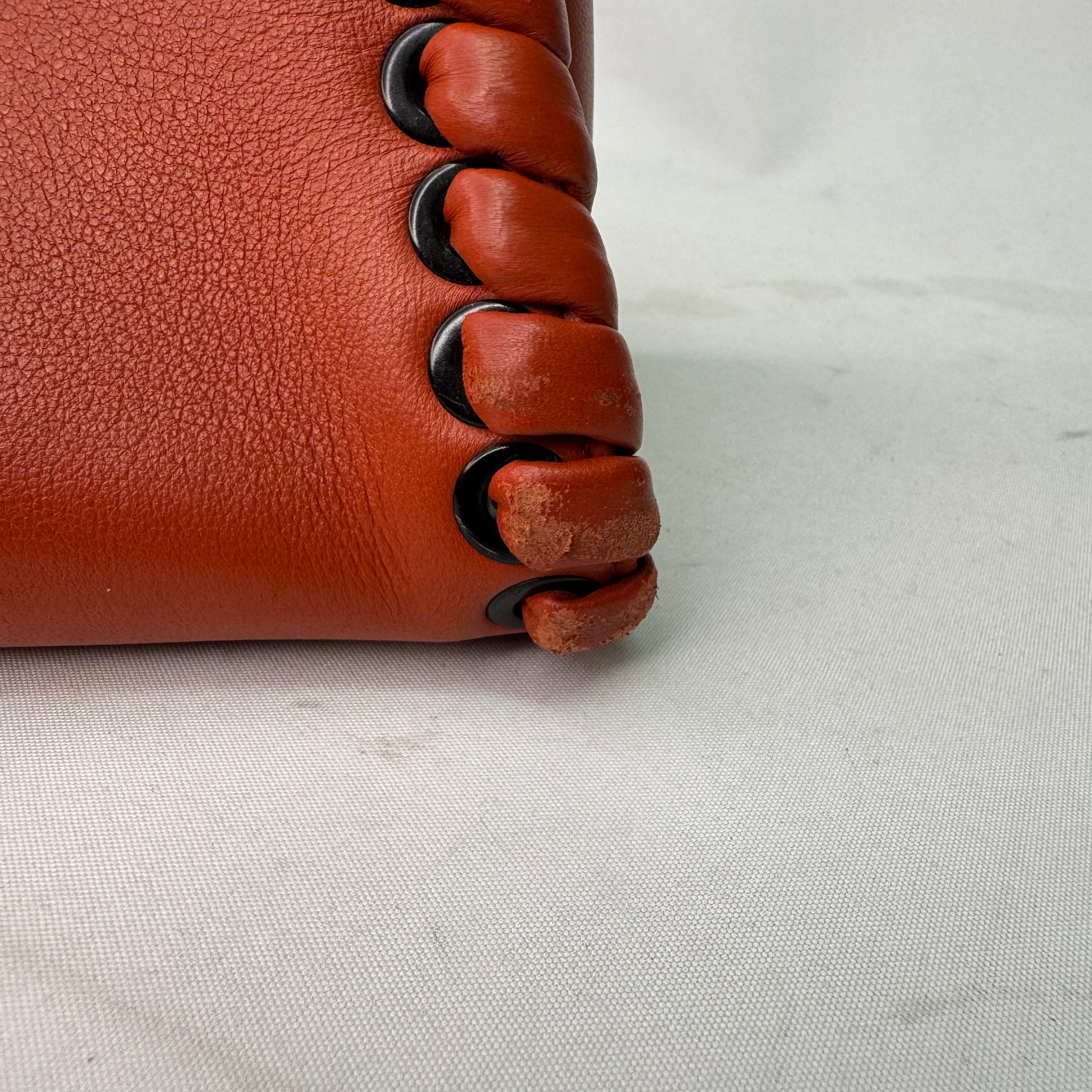Fendi Mini Whipstitch Peekaboo Bag Leather Red