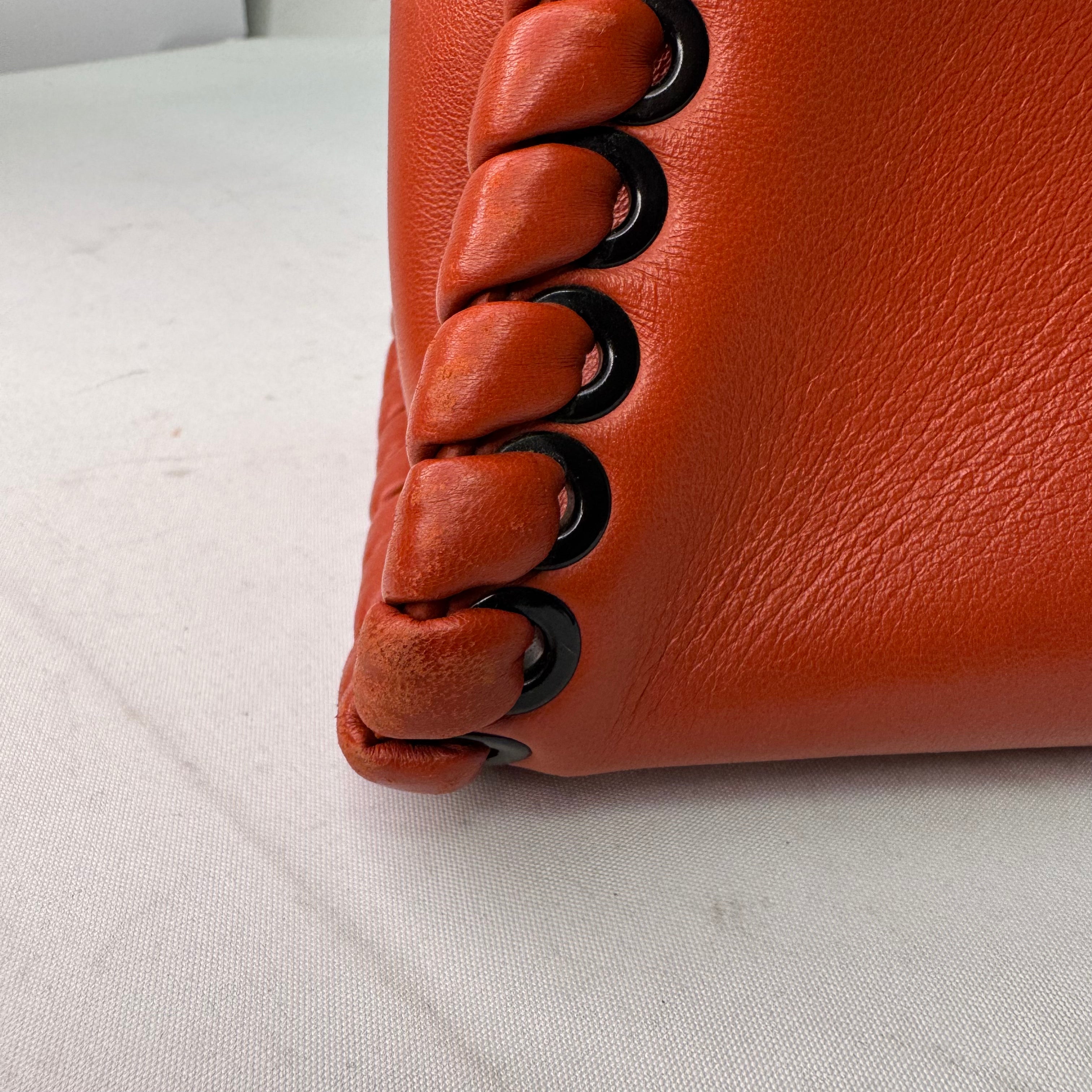 Fendi Mini Whipstitch Peekaboo Bag Leather Red