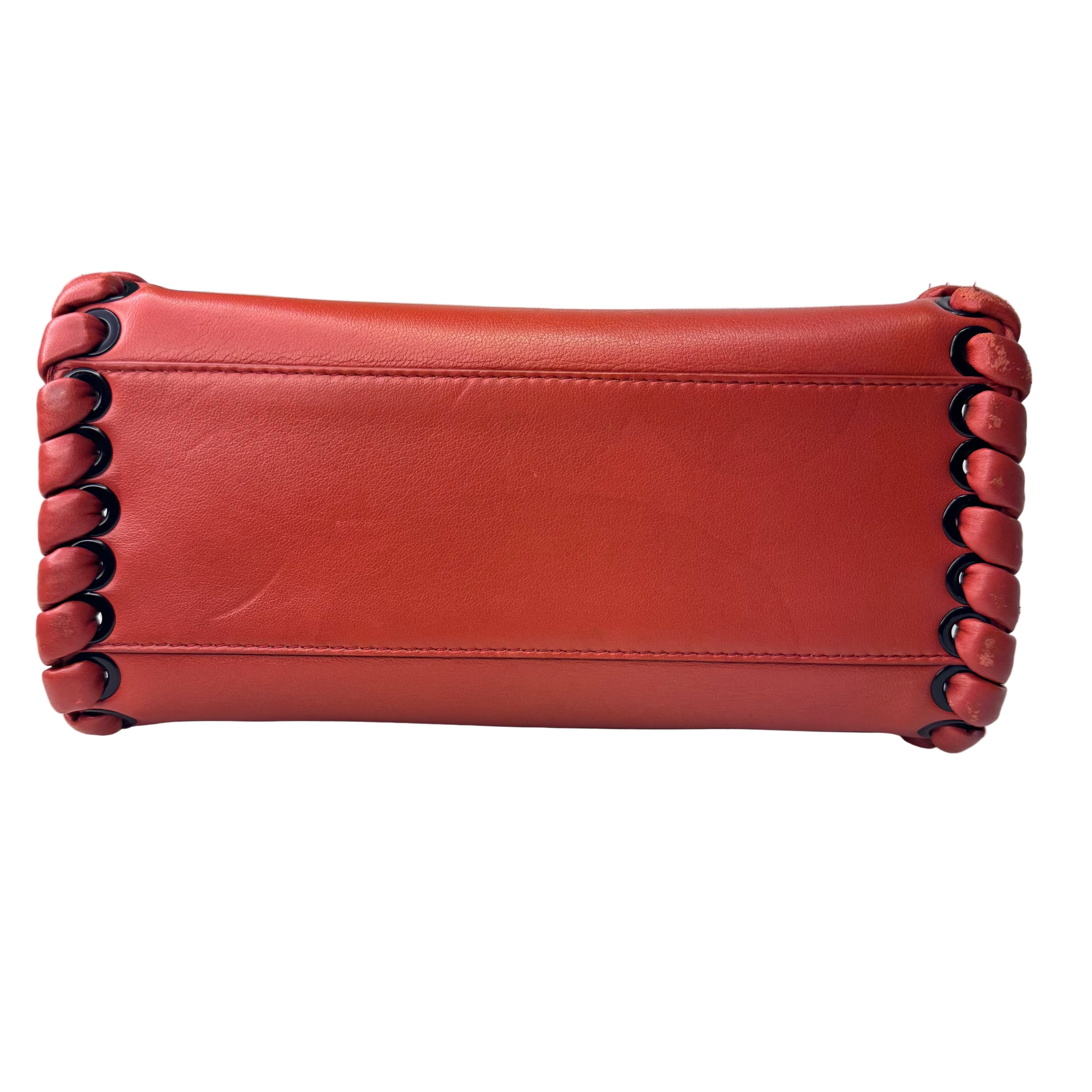 Fendi Mini Whipstitch Peekaboo Bag Leather Red