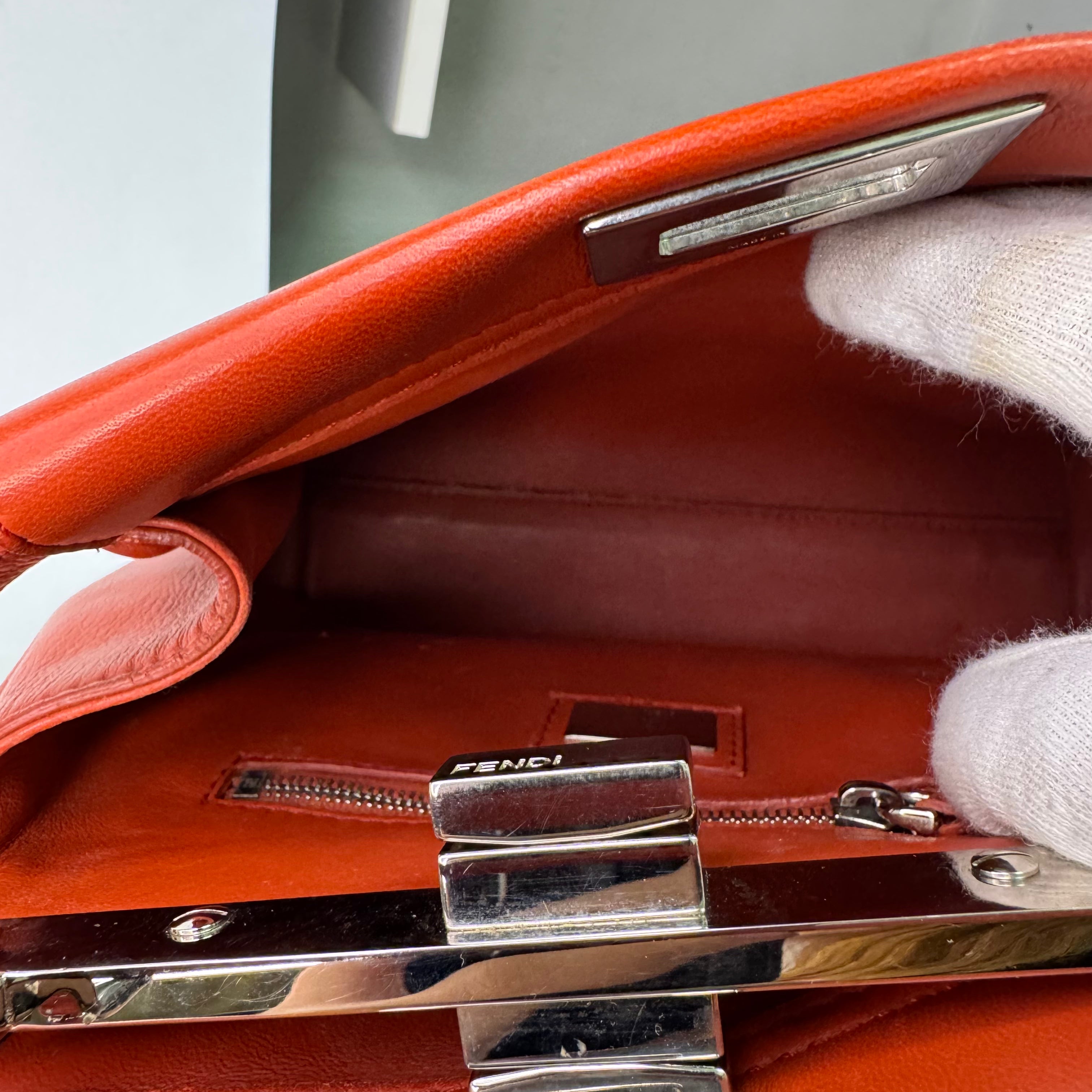 Fendi Mini Whipstitch Peekaboo Bag Leather Red