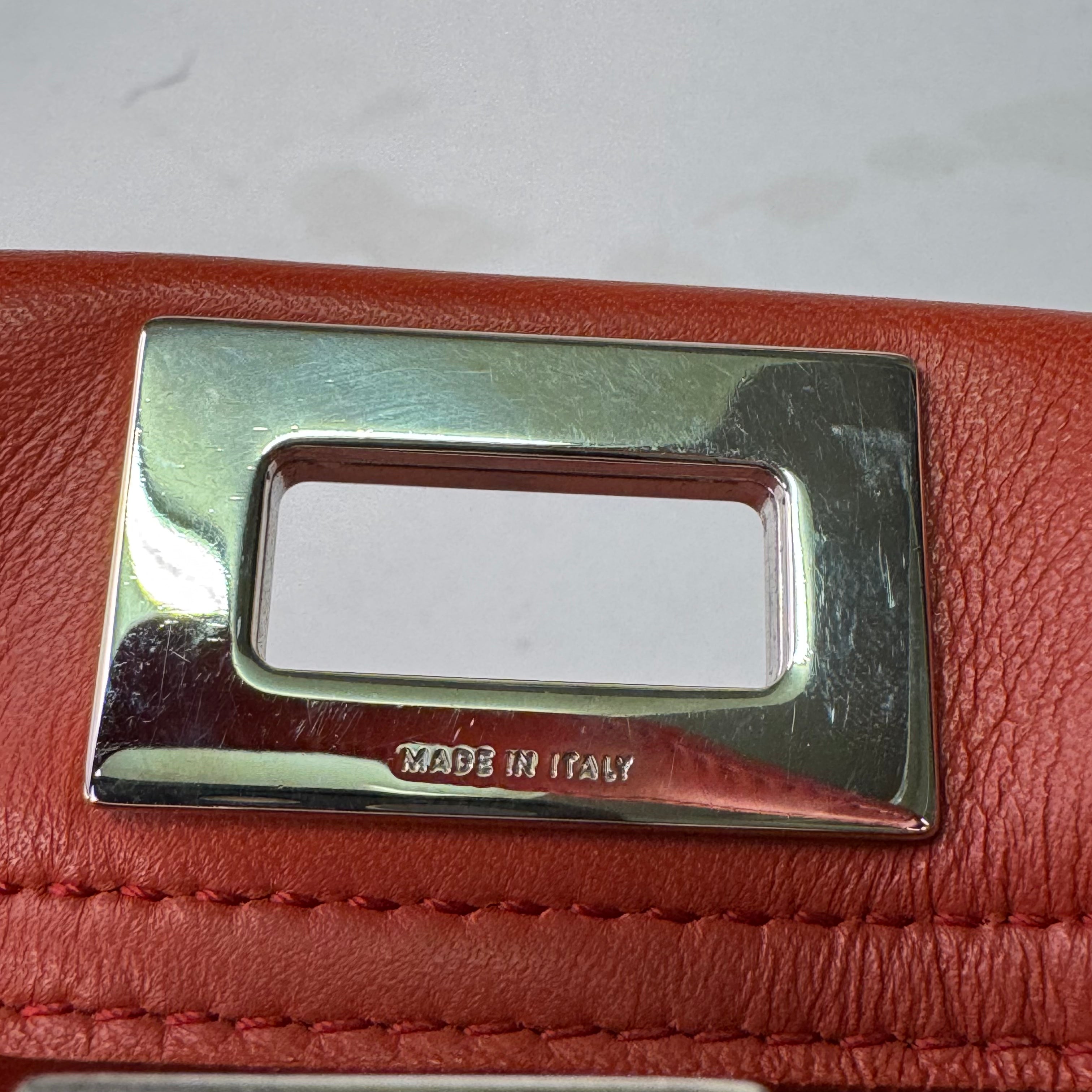 Fendi Mini Whipstitch Peekaboo Bag Leather Red