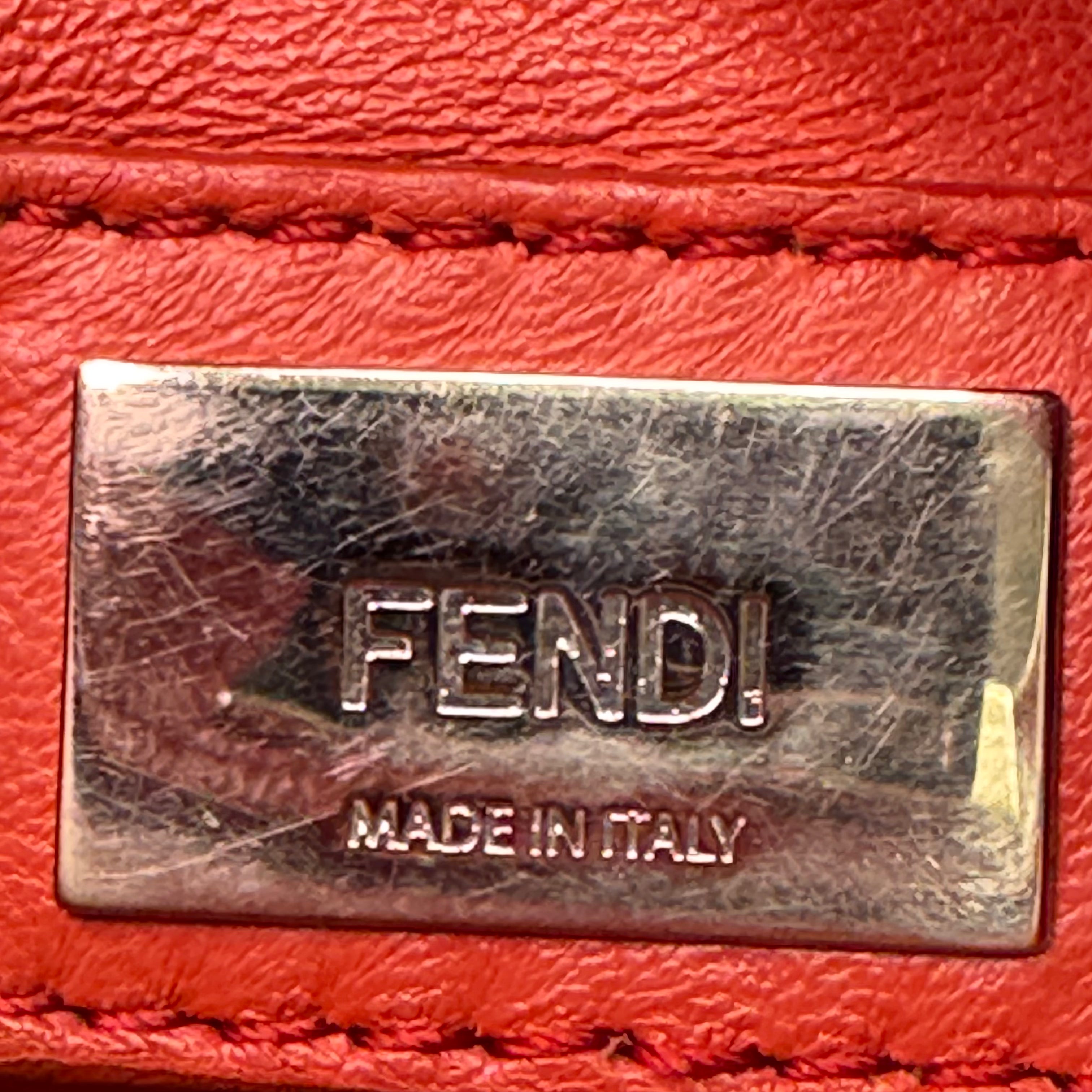 Fendi Mini Whipstitch Peekaboo Bag Leather Red