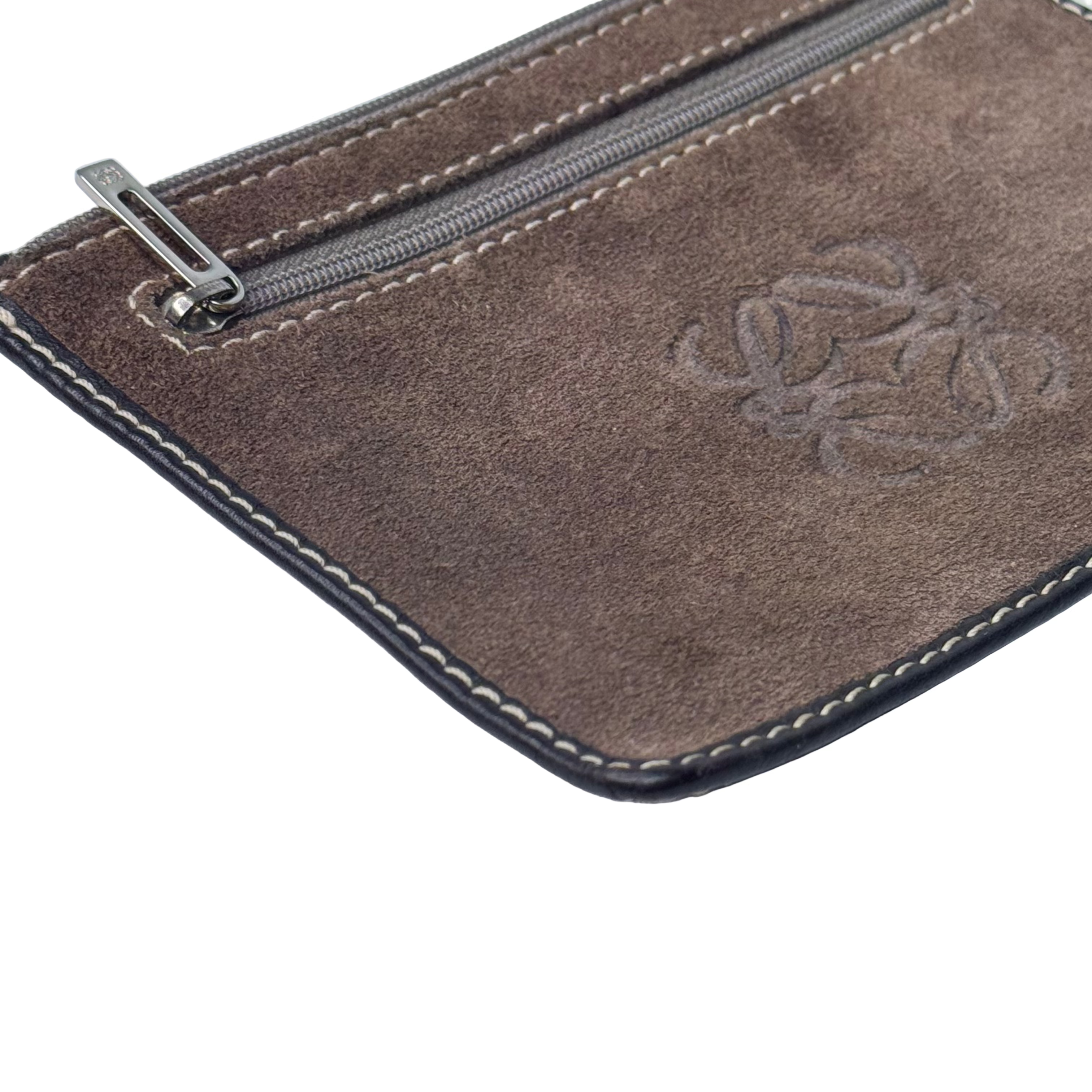 Loewe Wallet Pouch Suede Leather Brown