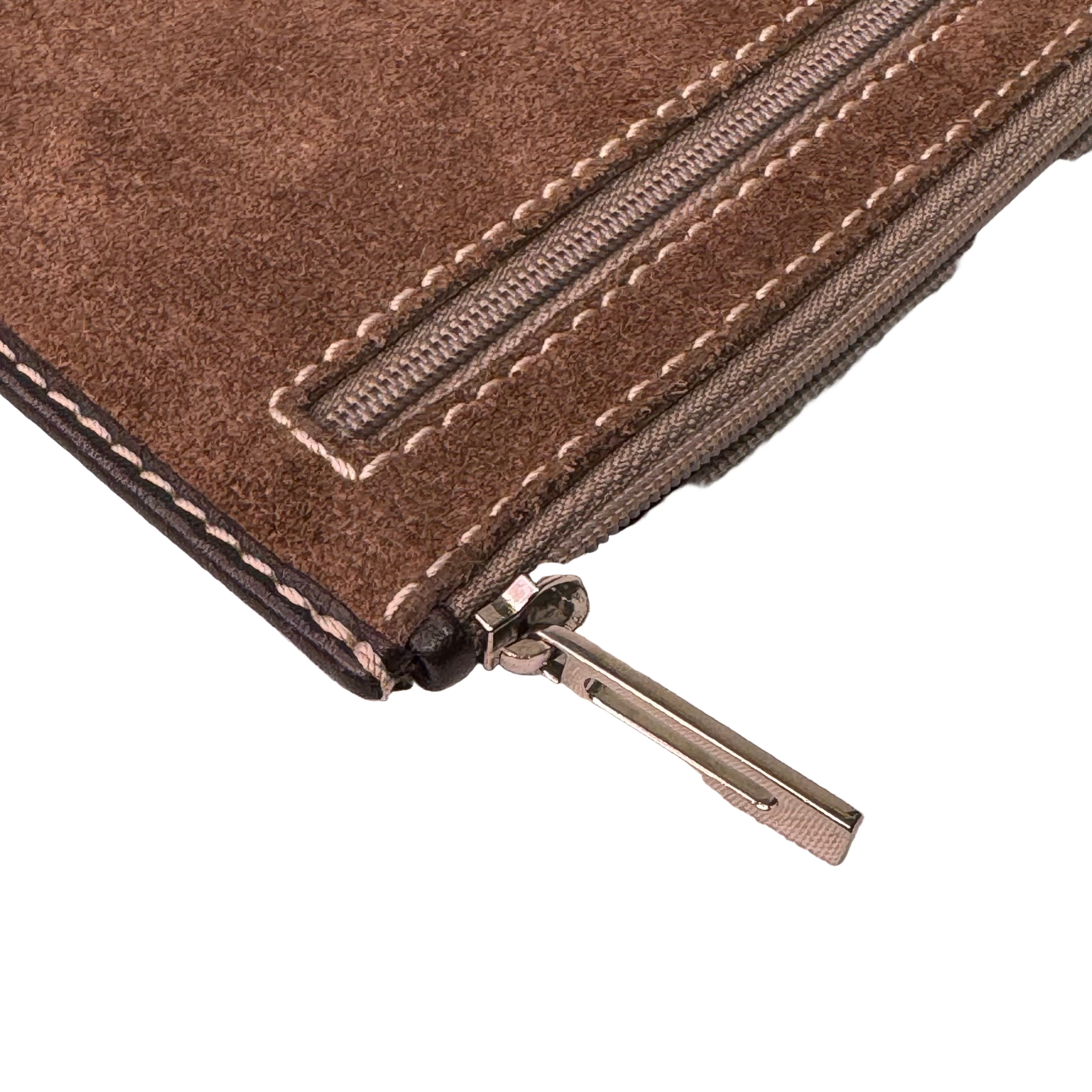 Loewe Wallet Pouch Suede Leather Brown