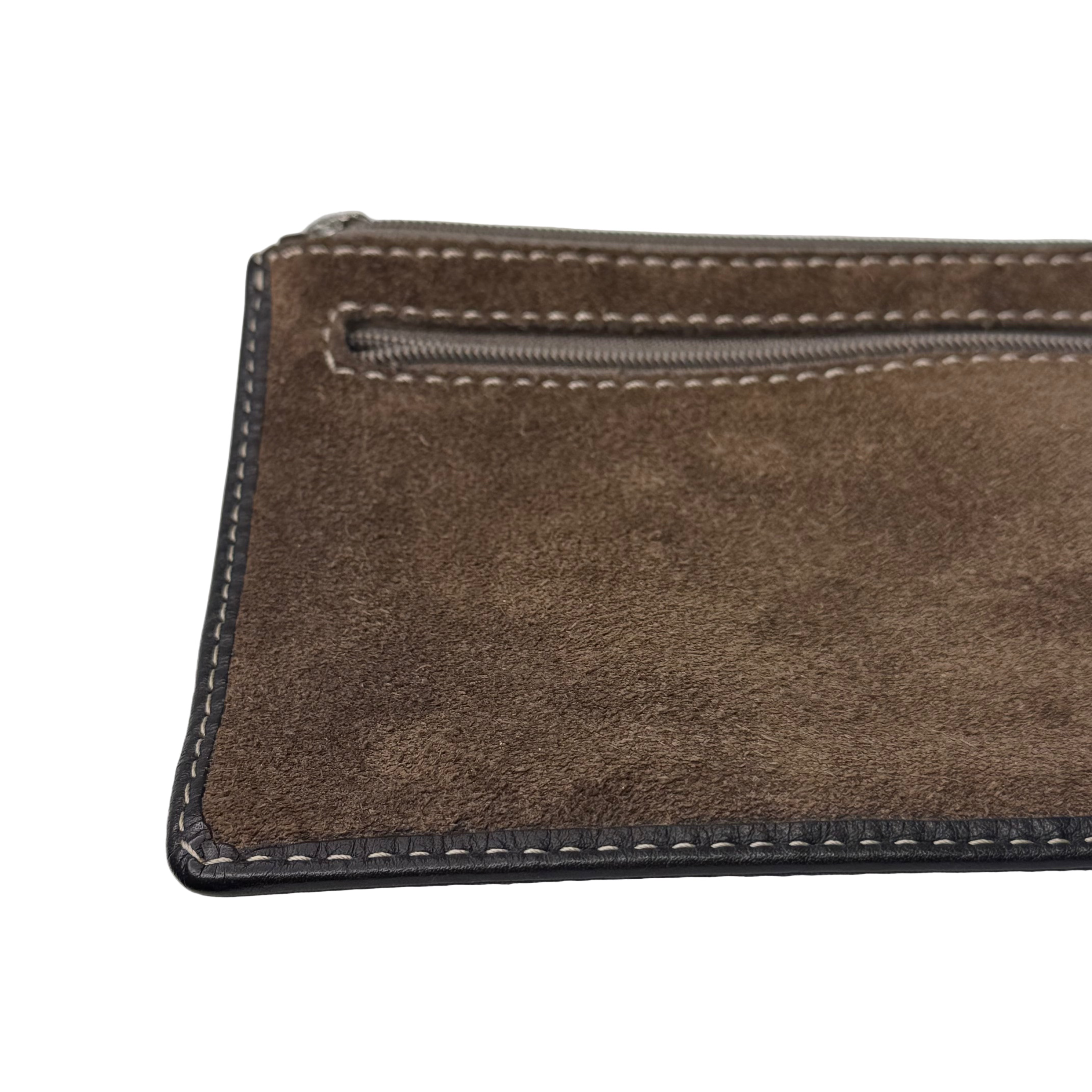Loewe Wallet Pouch Suede Leather Brown
