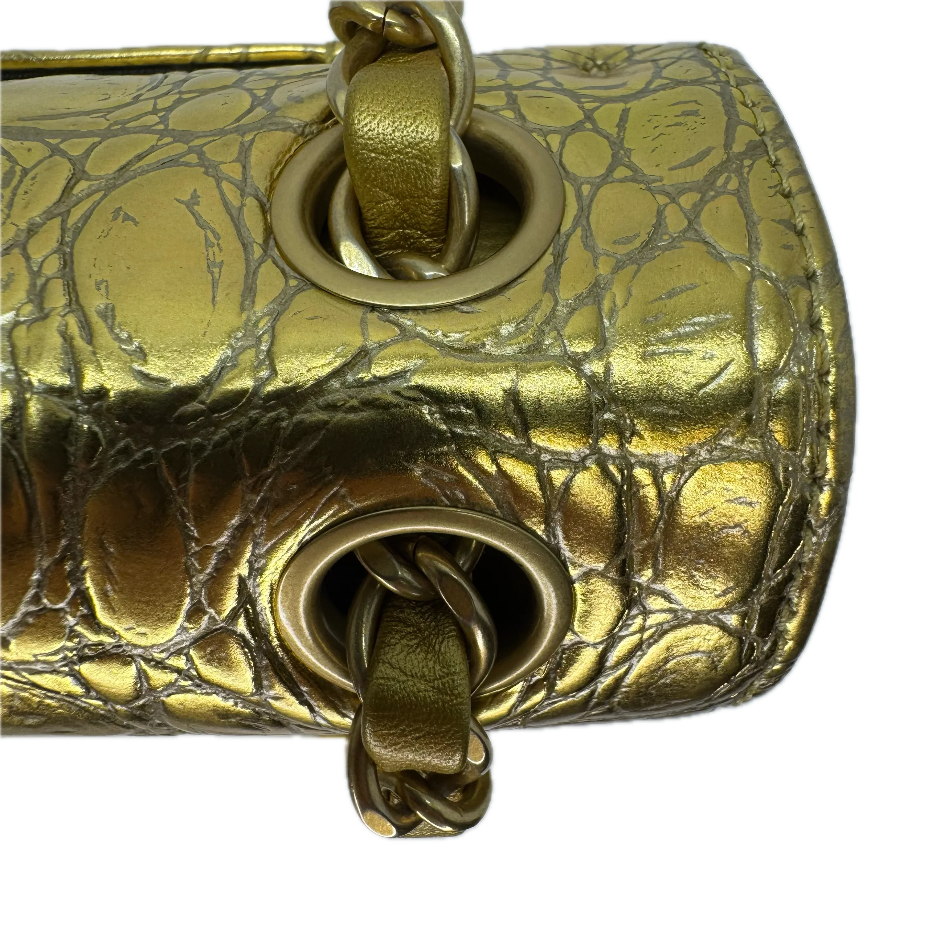 Chanel Double Flap Gold Egyptian Fall 2019 Medium embossed Crocodile Bag - Lost Designer