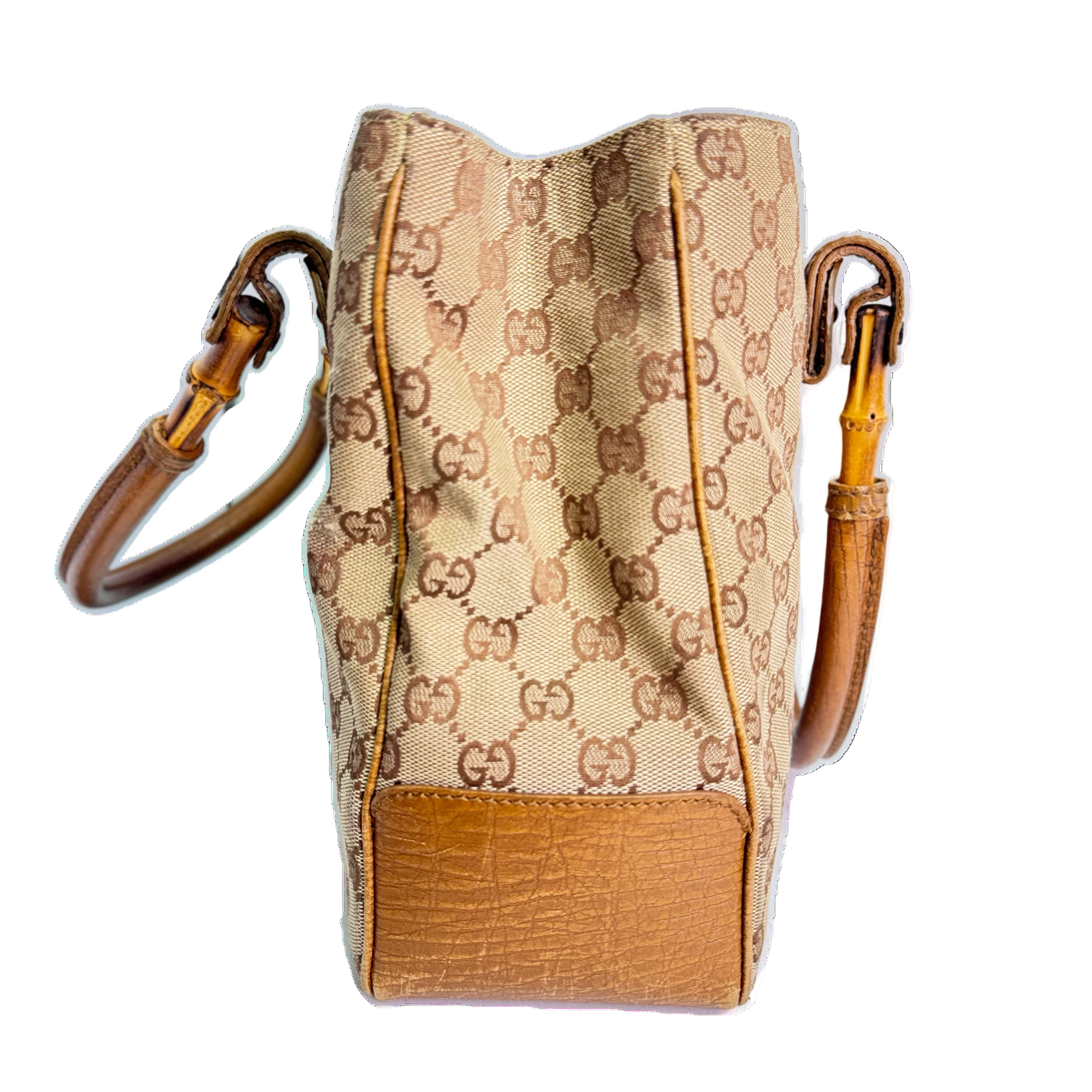 Gucci Bamboo GG Handbag Canvas Beige