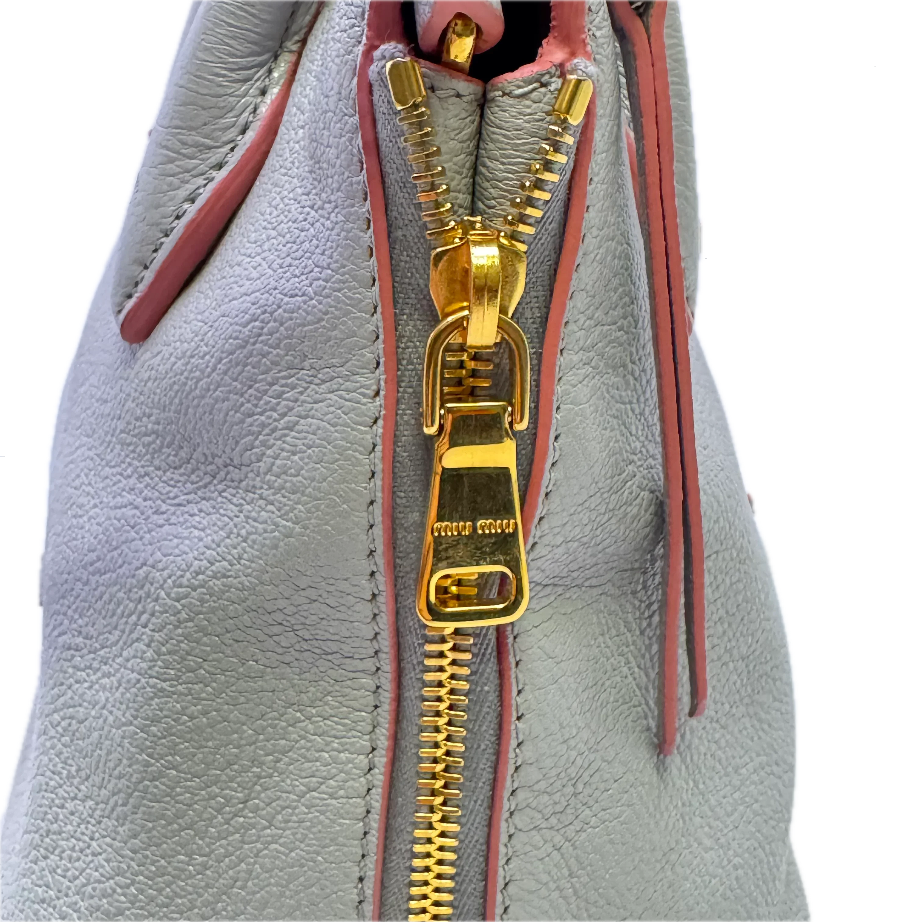 Miu Miu Madras 2way Shoulder Handbag Leather Blue - Lost Designer