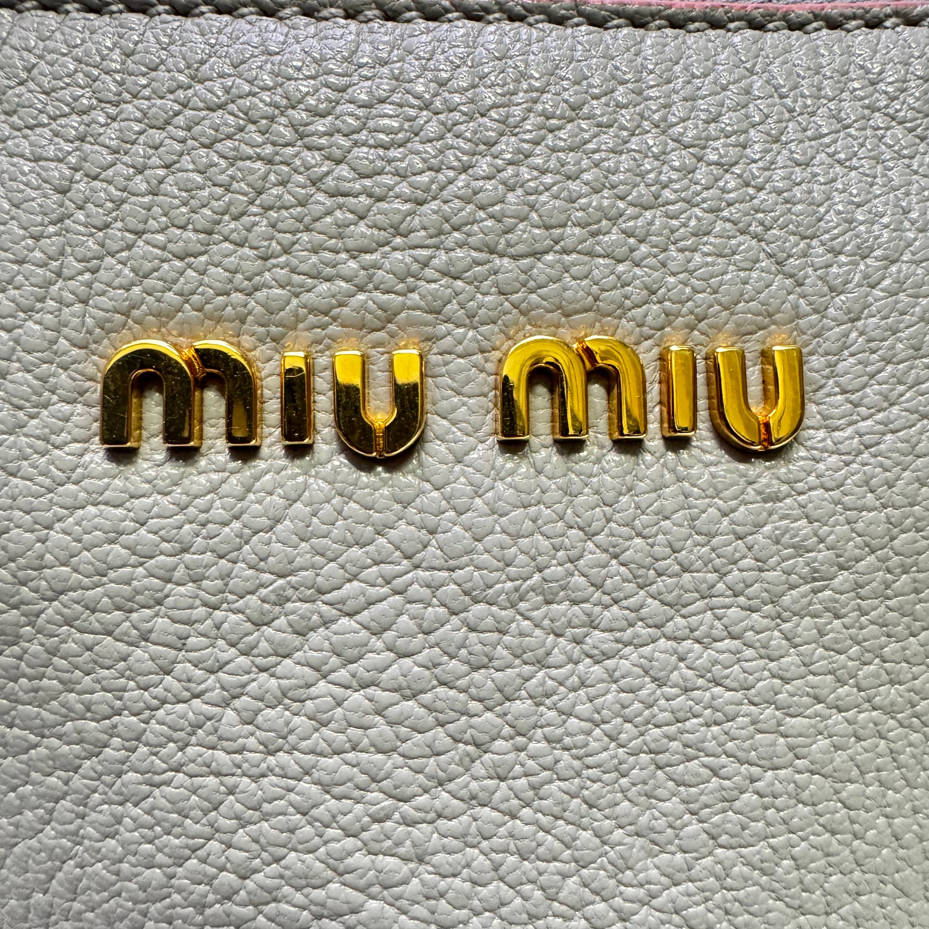 Miu Miu Madras 2way Shoulder Handbag Leather Blue