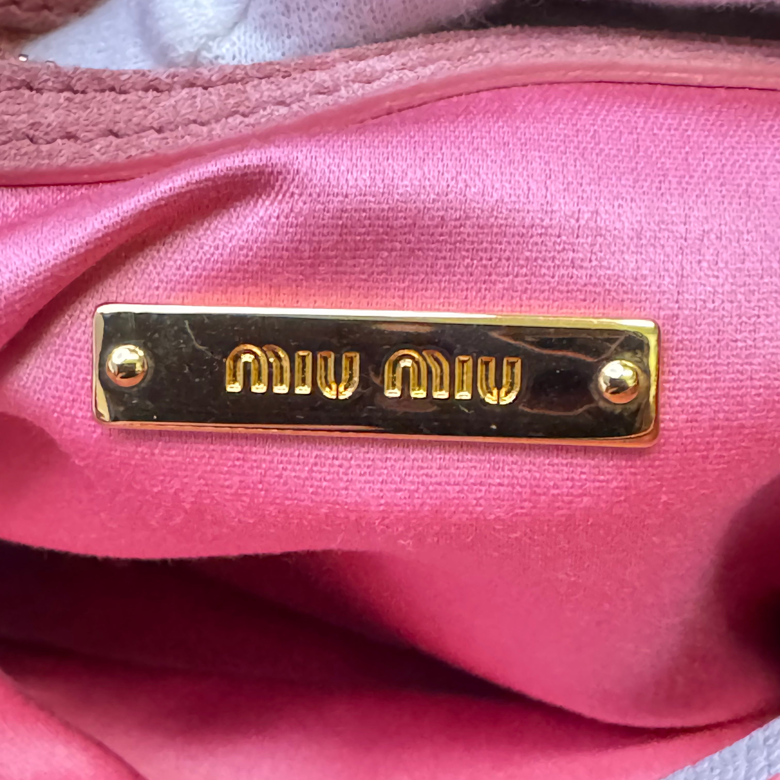 Miu Miu Madras 2way Shoulder Handbag Leather Blue