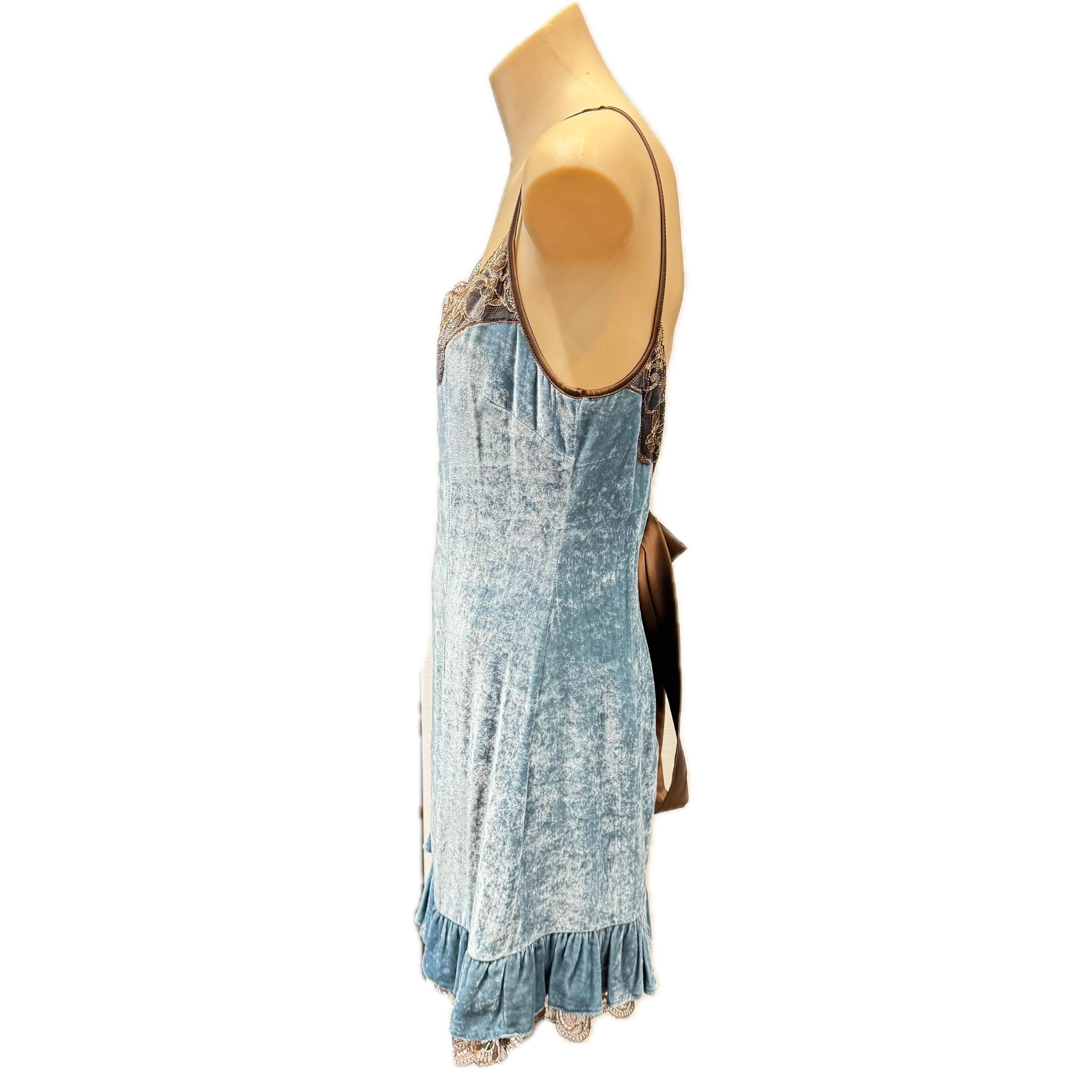 Dolce & Gabbana Lace Gown Blue Small - Lost Designer