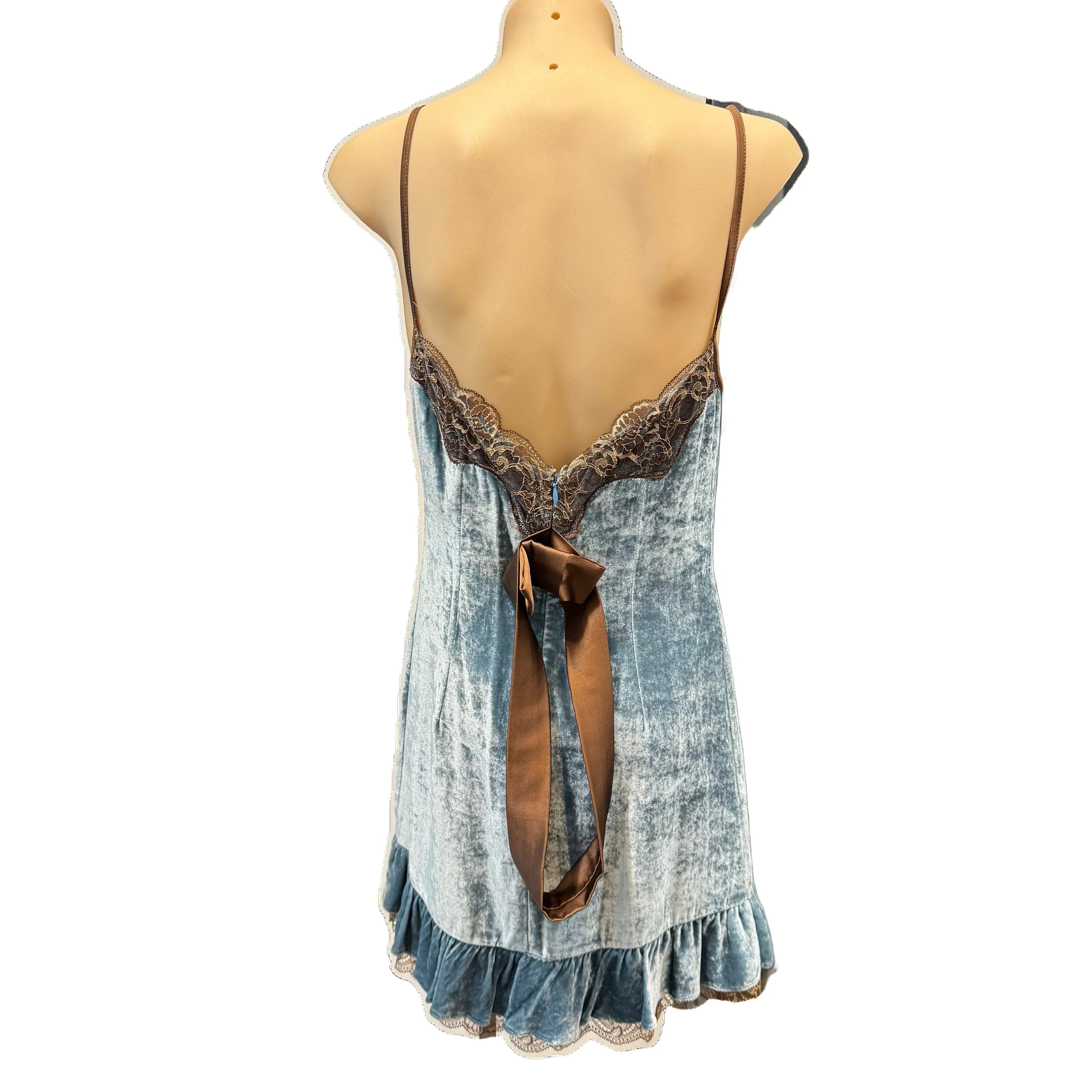 Dolce & Gabbana Lace Gown Blue Small - Lost Designer