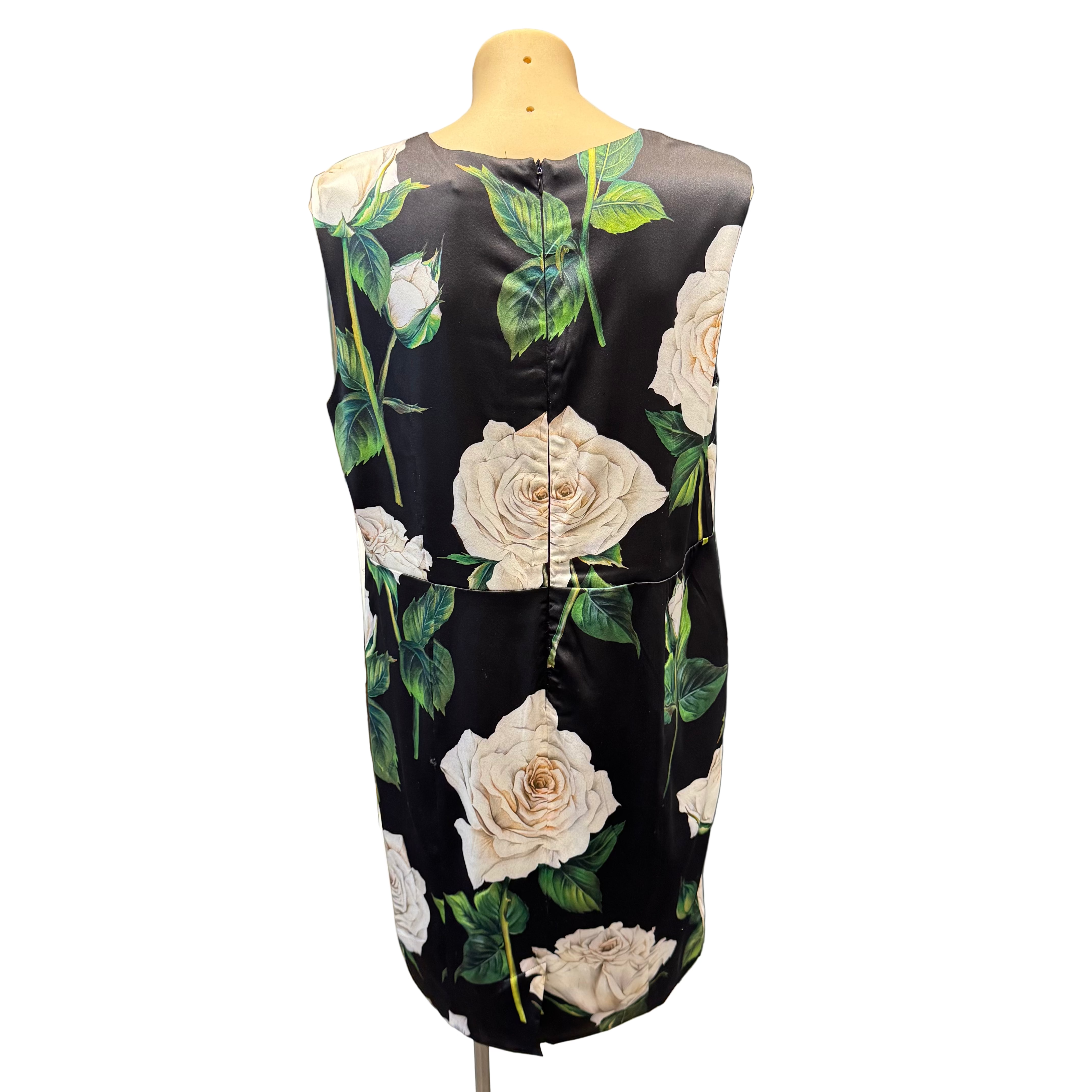 Dolce & Gabbana Sleeveless Dress Silk Rose Print 46
